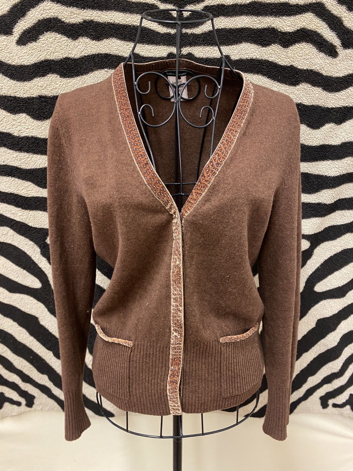 Vintage Dark brown vintage cardigan Size S / US 4 / IT 40 - 1 Thumbnail