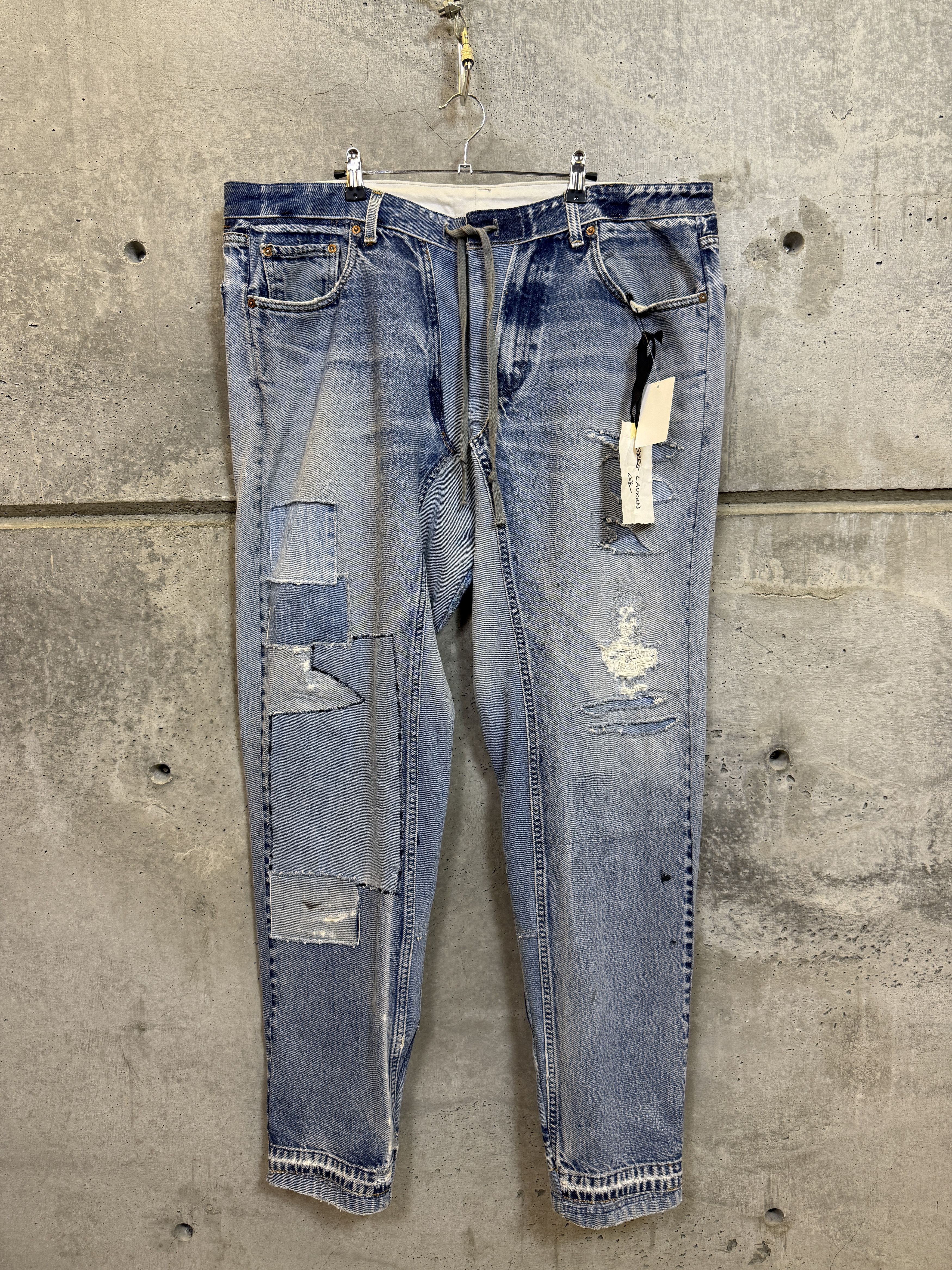 Greg Lauren Greg Lauren Distressed Denim 34 Lounge Pants Size US 38 / EU 54 - 1 Thumbnail