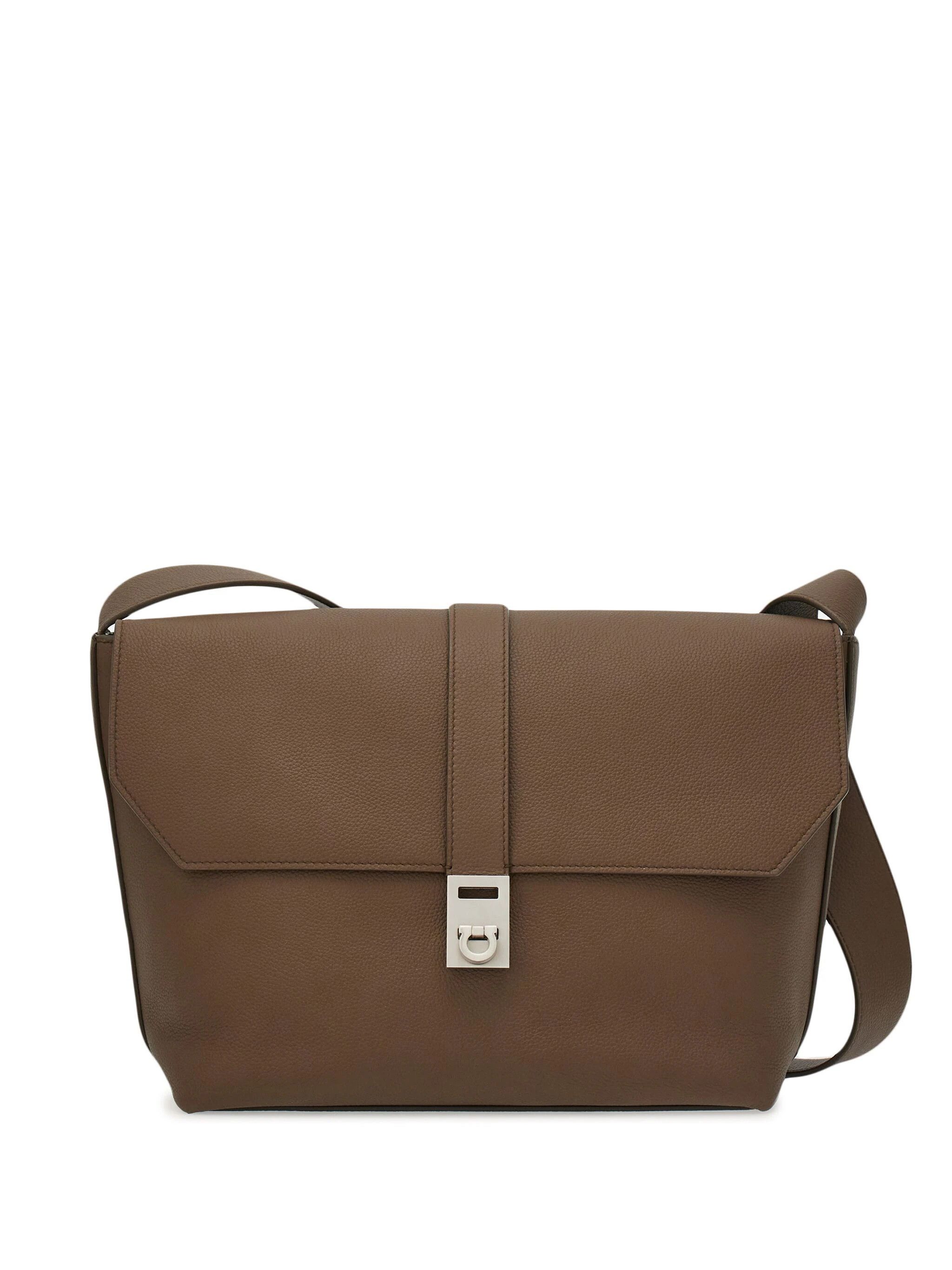 Salvatore Ferragamo o1s1rm0924 Size: OS / Gancini Plaque leather Bag in Brown Size ONE SIZE - 1 Thumbnail