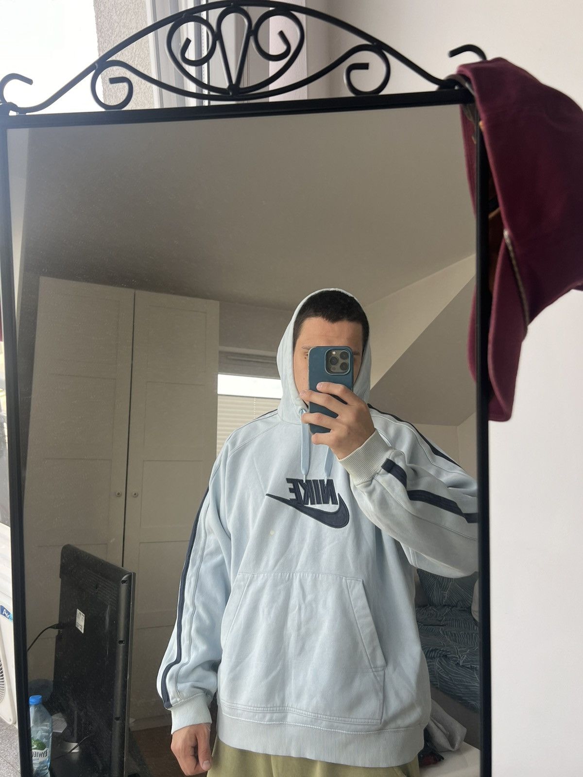 Nike 00’s NIKE SPELLOUT CENTR SWOOSH Y2K DISTRESSED HOODIE Size US XL / EU 56 / 4 - 2 Thumbnail
