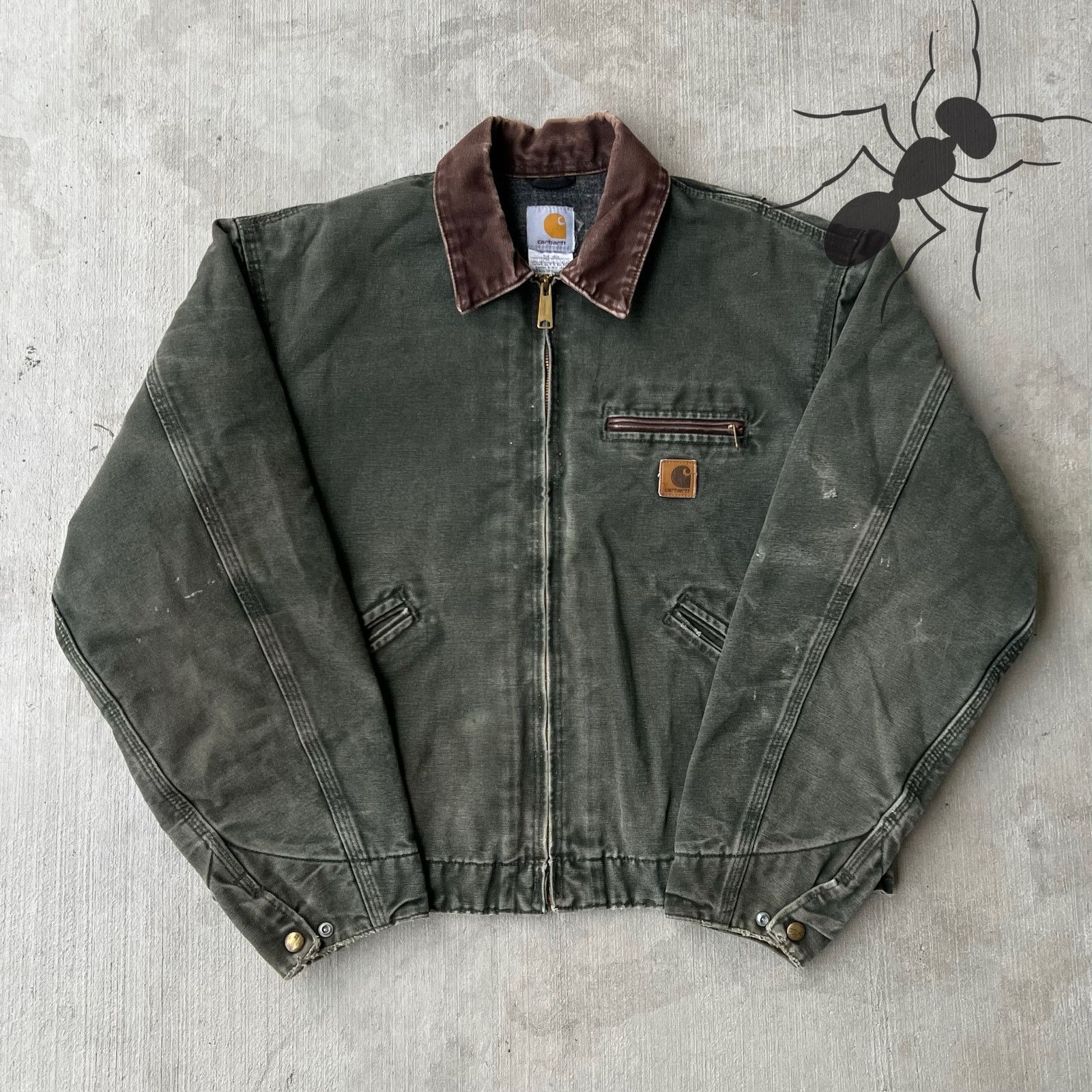 Carhartt × Vintage Carhartt J97 MOS faded green detroit work wear jacket Size US L / EU 52-54 / 3 - 1 Thumbnail