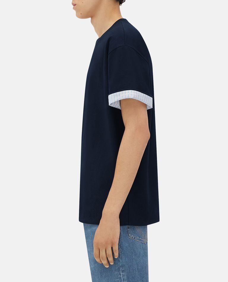 Bottega Veneta o1n1vont1224 Double Layer Striped Cotton T-Shirt in Navy Size US S / EU 44-46 / 1 - 2 Thumbnail