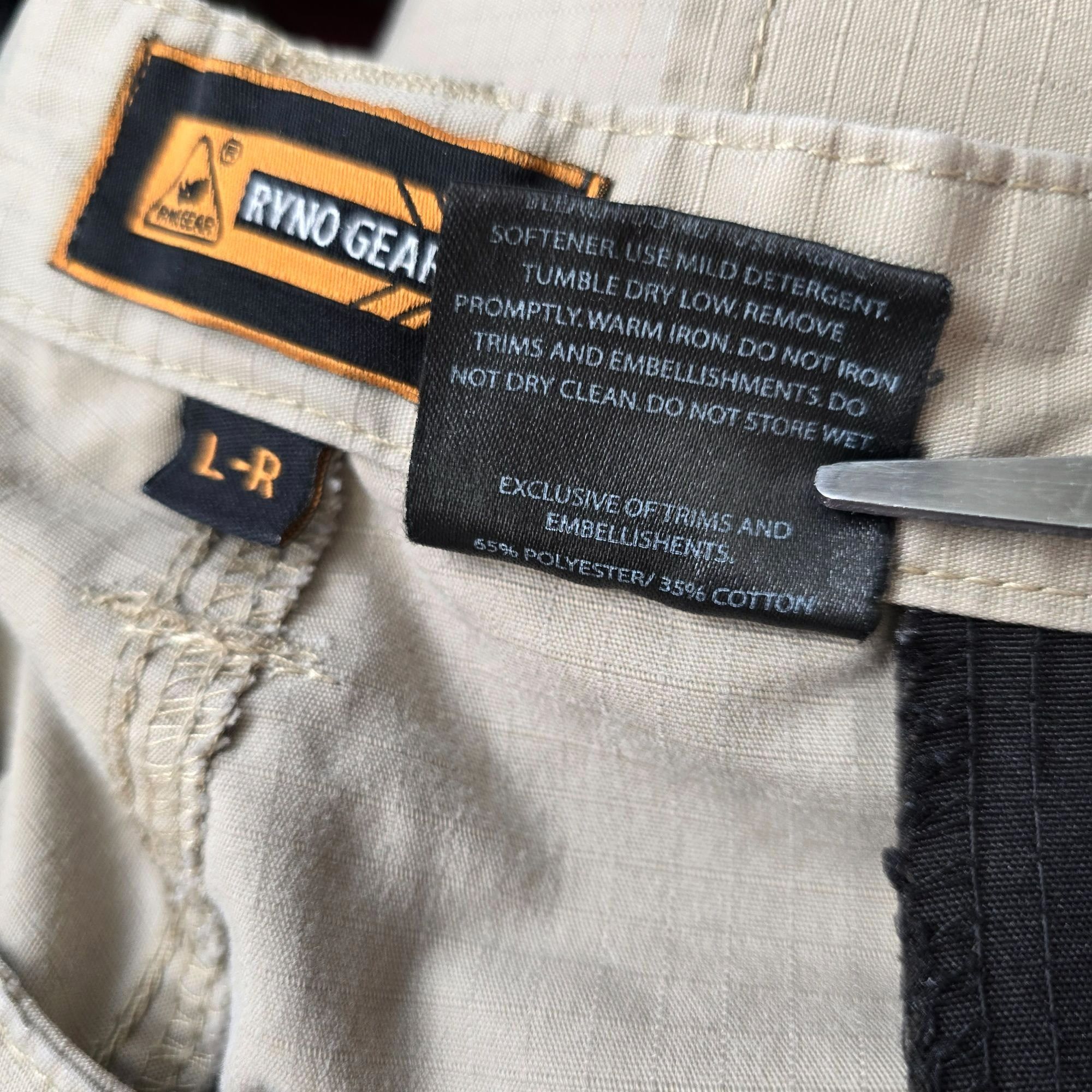 Other Mens Ryno Gear Cargo Pants L-R Beige Cotton/Polyester Durabl Size US 38 / EU 54 - 4 Thumbnail
