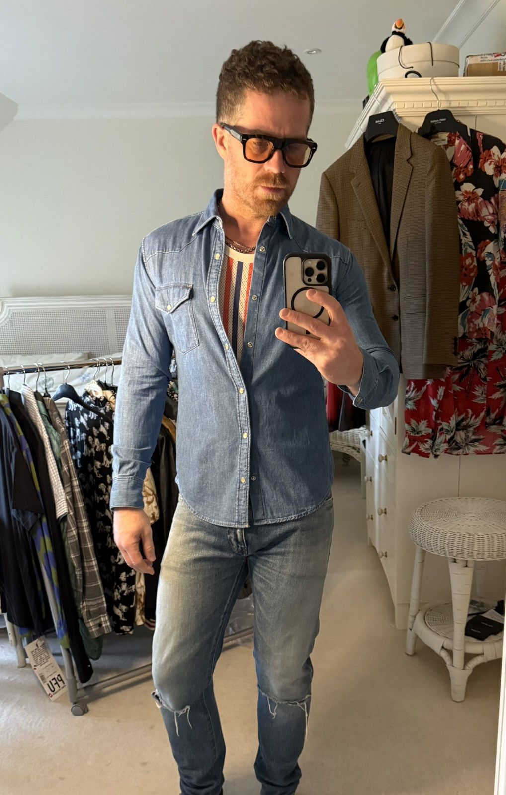 Celine FW20 Celine denim western shirt Hedi Slimane M grail union Size US M / EU 48-50 / 2 - 1 Thumbnail