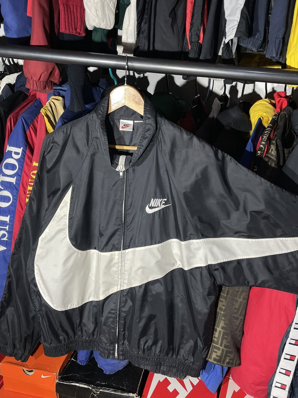 Nike × Vintage Windbreaker Nike Big Swoosh Vintage 90’s Size US M / EU 48-50 / 2 - 7 Thumbnail