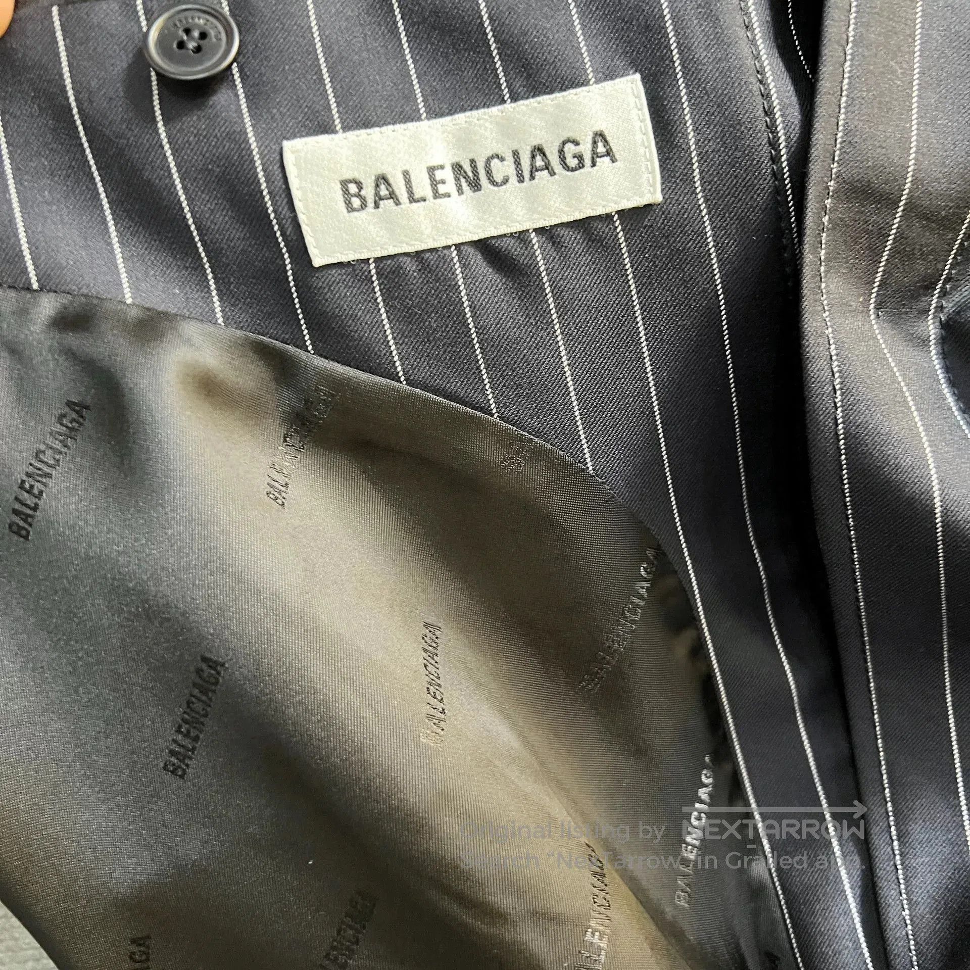 Balenciaga Balenciaga Blue Striped Wool Shirt Coat. Size XS / US 0-2 / IT 36-38 - 4 Thumbnail