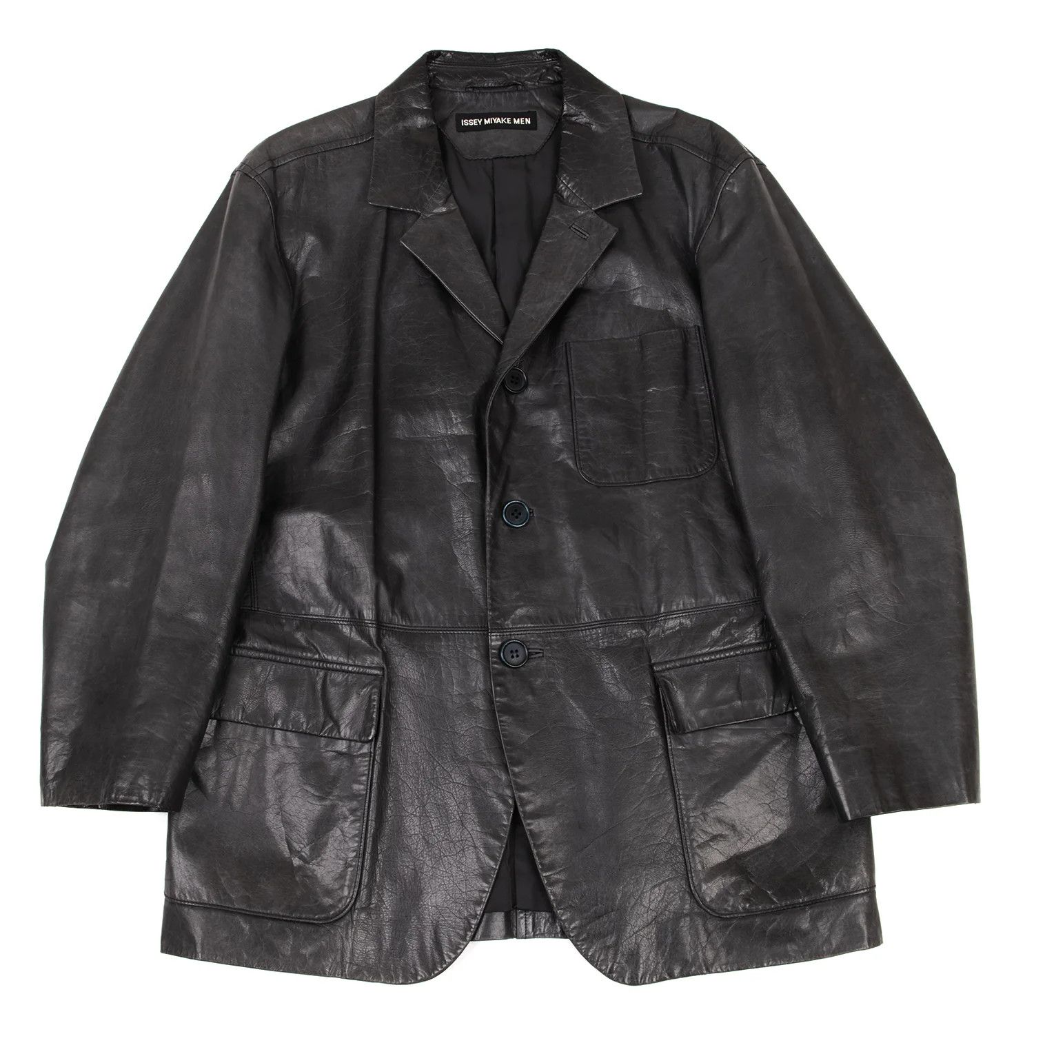 Issey Miyake Charcoal Cow Leather Tailored Jacket Size M Size US M / EU 48-50 / 2 - 1 Thumbnail