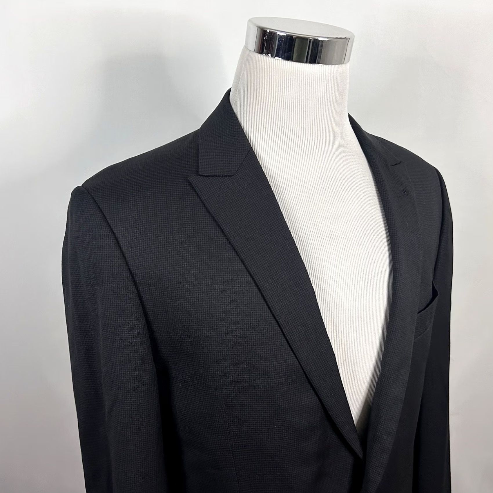 Joseph Abboud Joseph Abboud Sport Coat 42R Slim Fit Wool Black Plaid Peak Lapel Vented Reda Wool Size US XS / EU 42 / 0 - 2 Thumbnail