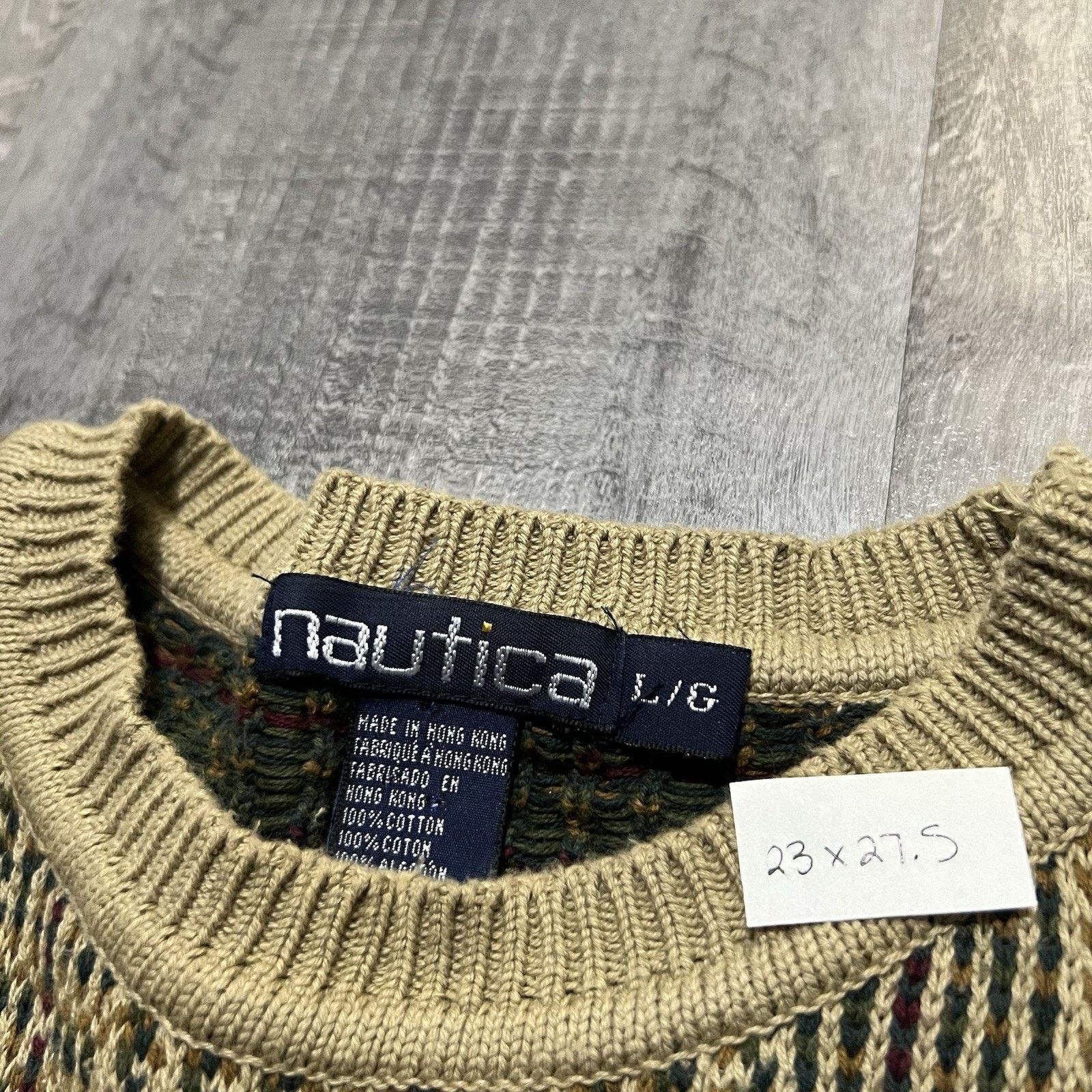 Nautica VTG Nautica Beige Cotton Knit Heavy Textured Preppy Sweater Size US L / EU 52-54 / 3 - 5 Thumbnail