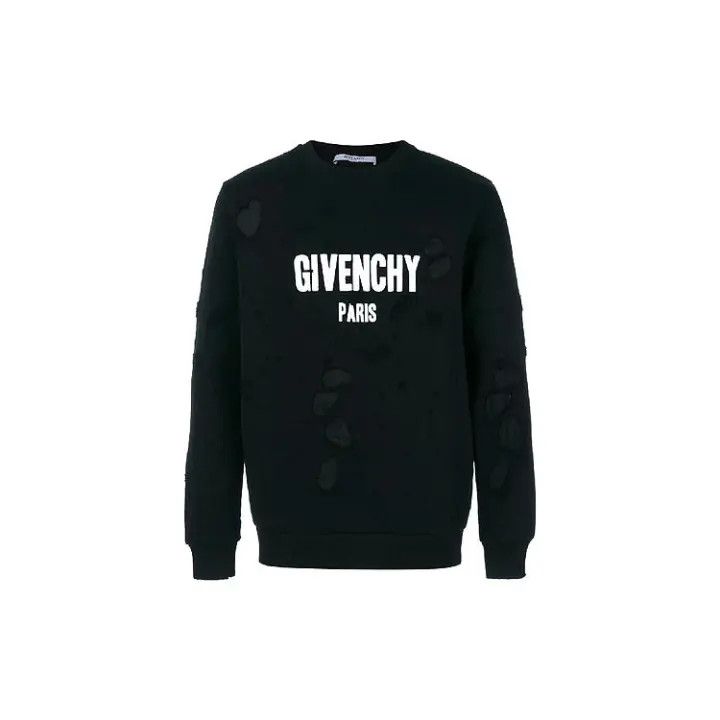 Givenchy Givenchy Distressed Black Sweatshirt for Men Size US XS / EU 42 / 0 - 1 Thumbnail