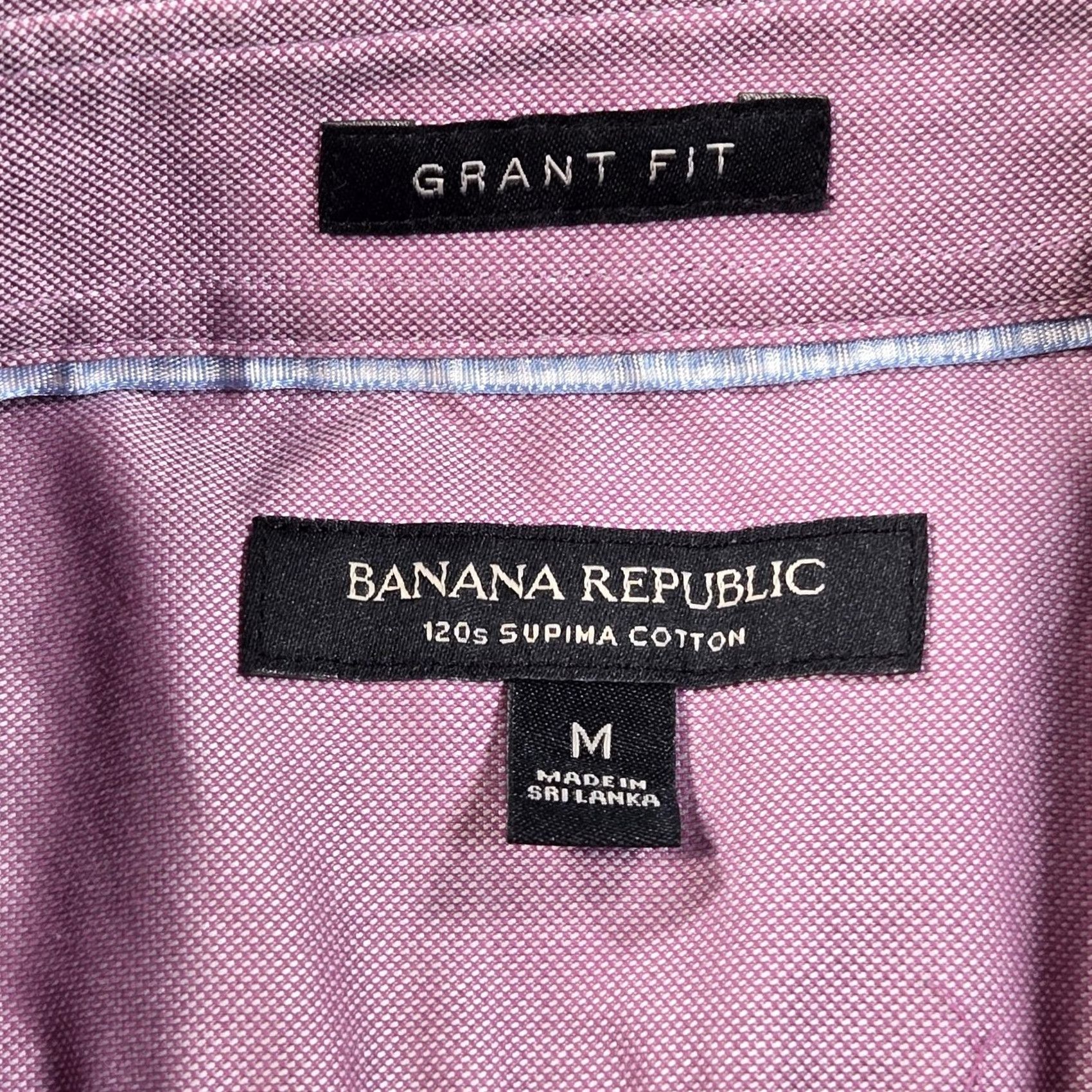 Banana Republic Banana Republic Dress Shirt Mens Medium Purple Solid Grant Fit Supima Cotton LS Size 40R - 2 Thumbnail
