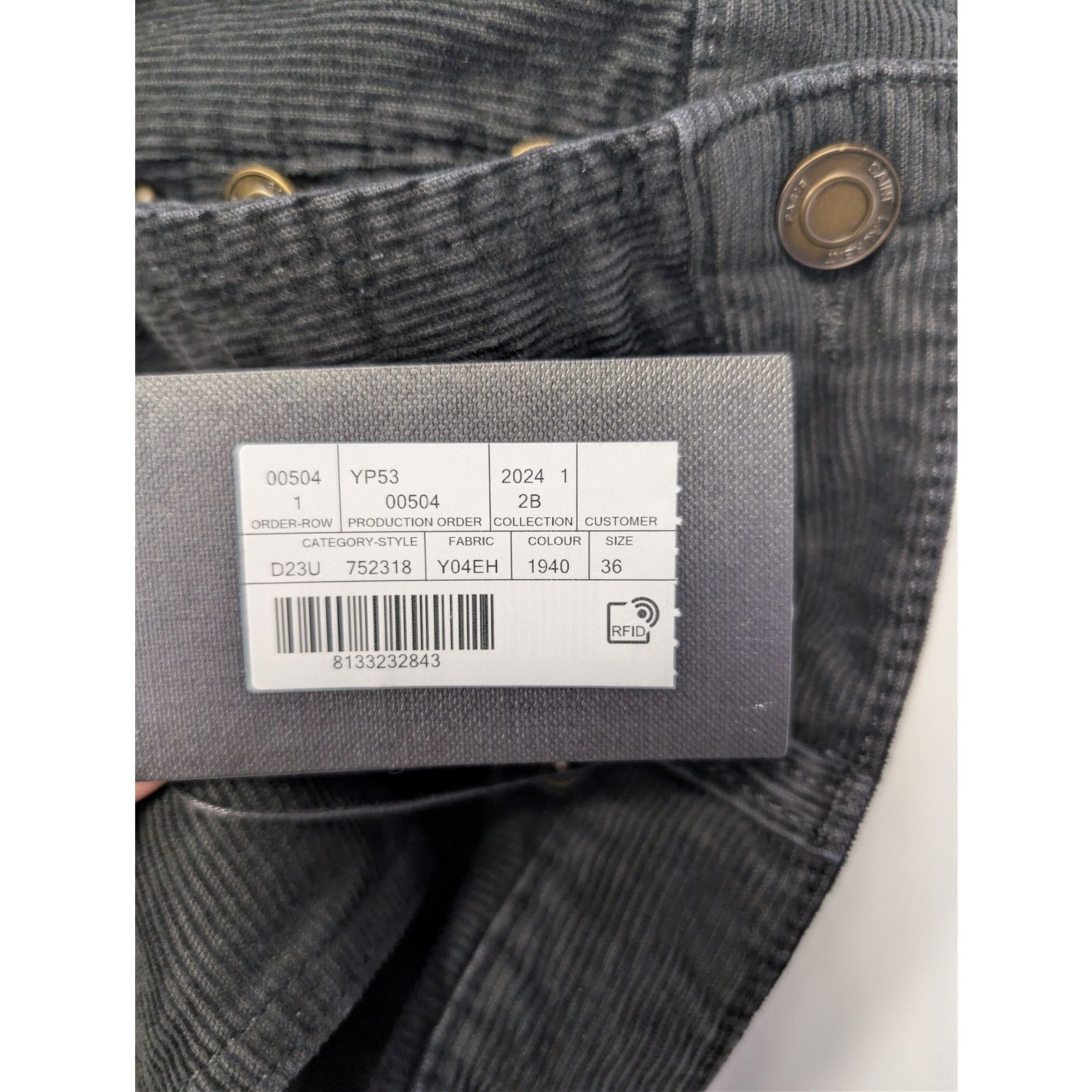 Saint Laurent Paris o1rshd1 Relaxed Straight Corduroy Denim Jeans Spring Black Size US 36 / EU 52 - 22 Thumbnail