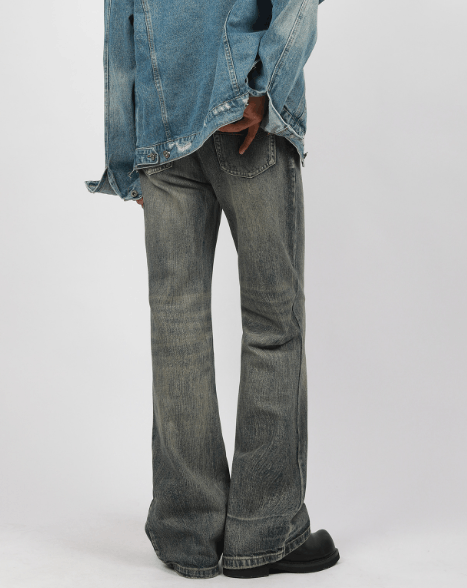 Japanese Brand Retro washed distressed straight flared cleanfit jeans Size US 32 / EU 48 - 3 Thumbnail