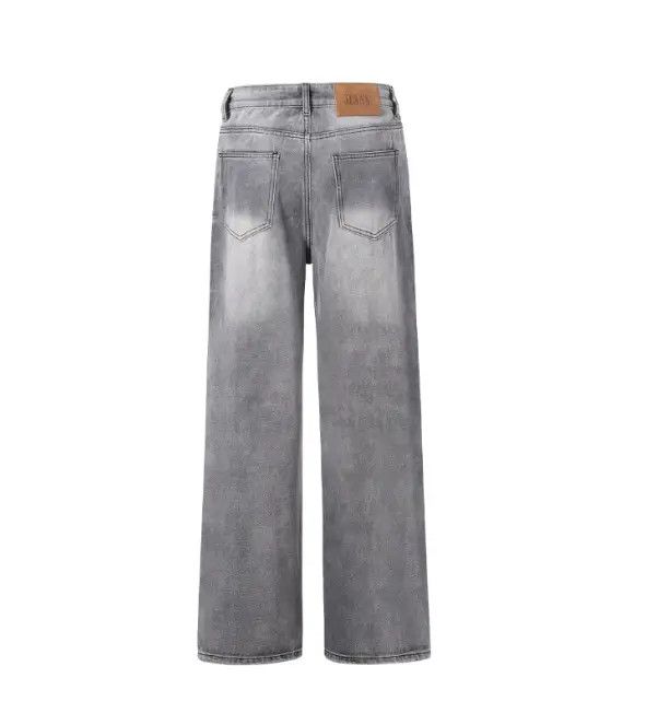 Japanese Brand Airi Grey washed distressed loose straight baggy jeans Size US 32 / EU 48 - 6 Thumbnail