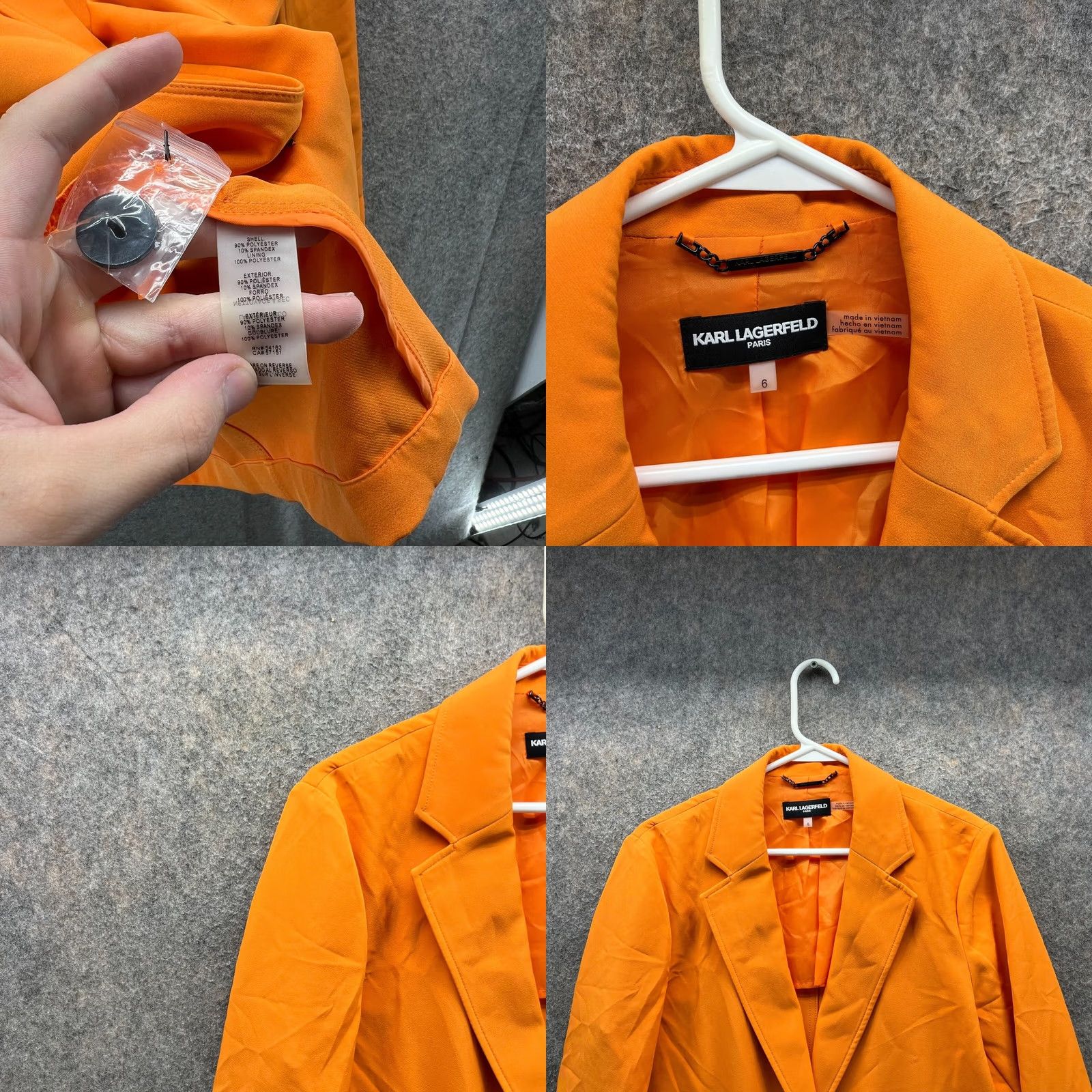 Karl Lagerfeld Karl Lagerfeld Womens Blazer Orange Sport Coat Long Sleeve Jacket Size M / US 6-8 / IT 42-44 - 8 Thumbnail