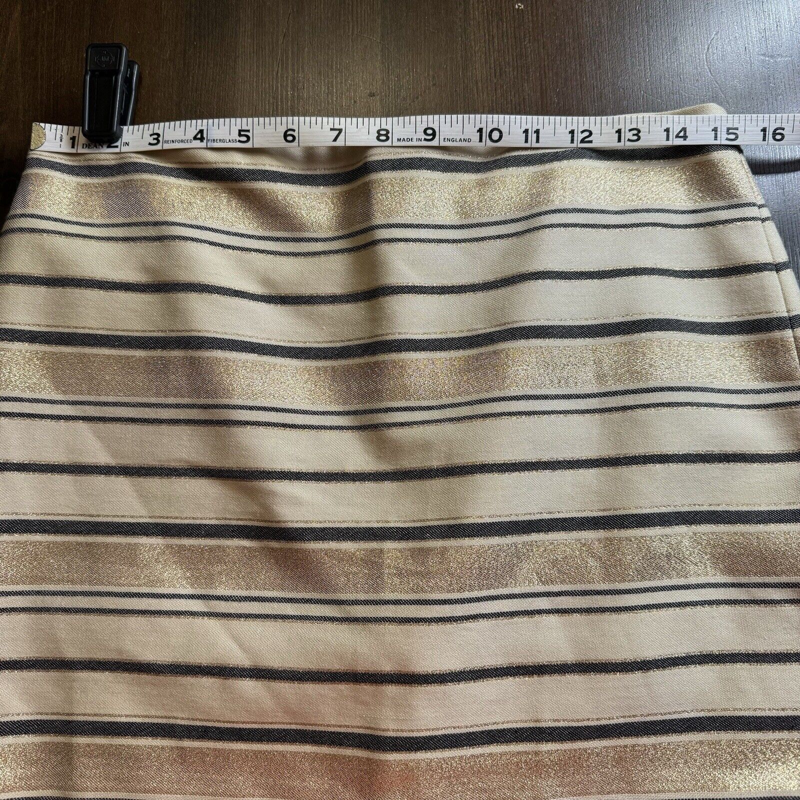 J.Crew J CREW FACTORY Sz 4 Shiny Striped Mini Skirt Lined Gold Blue Size 27" / US 4 / IT 40 - 10 Thumbnail
