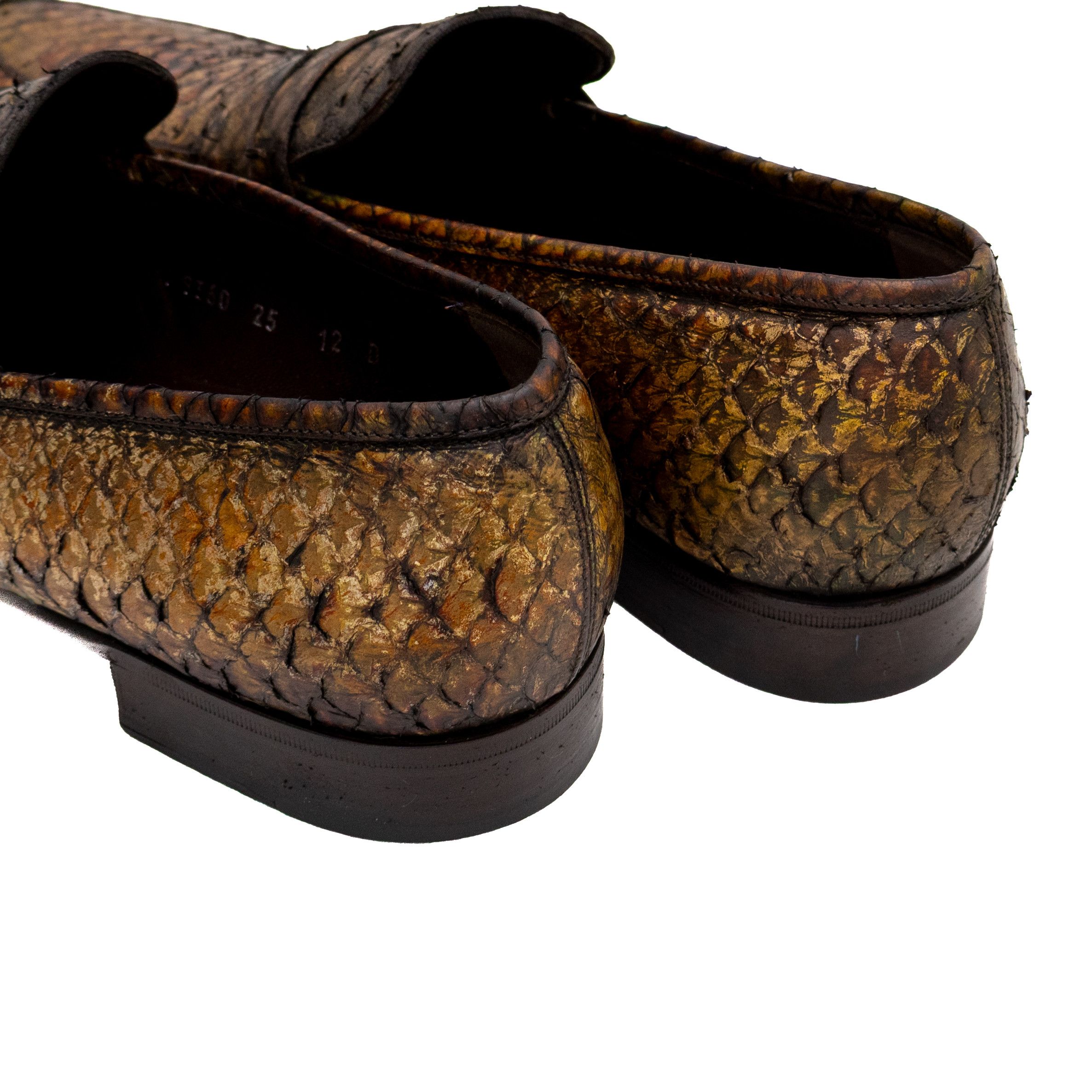 Salvatore Ferragamo Salvatore Ferragamo Python Snakeskin Loafers Gold US 12 Size US 12 / EU 45 - 10 Thumbnail