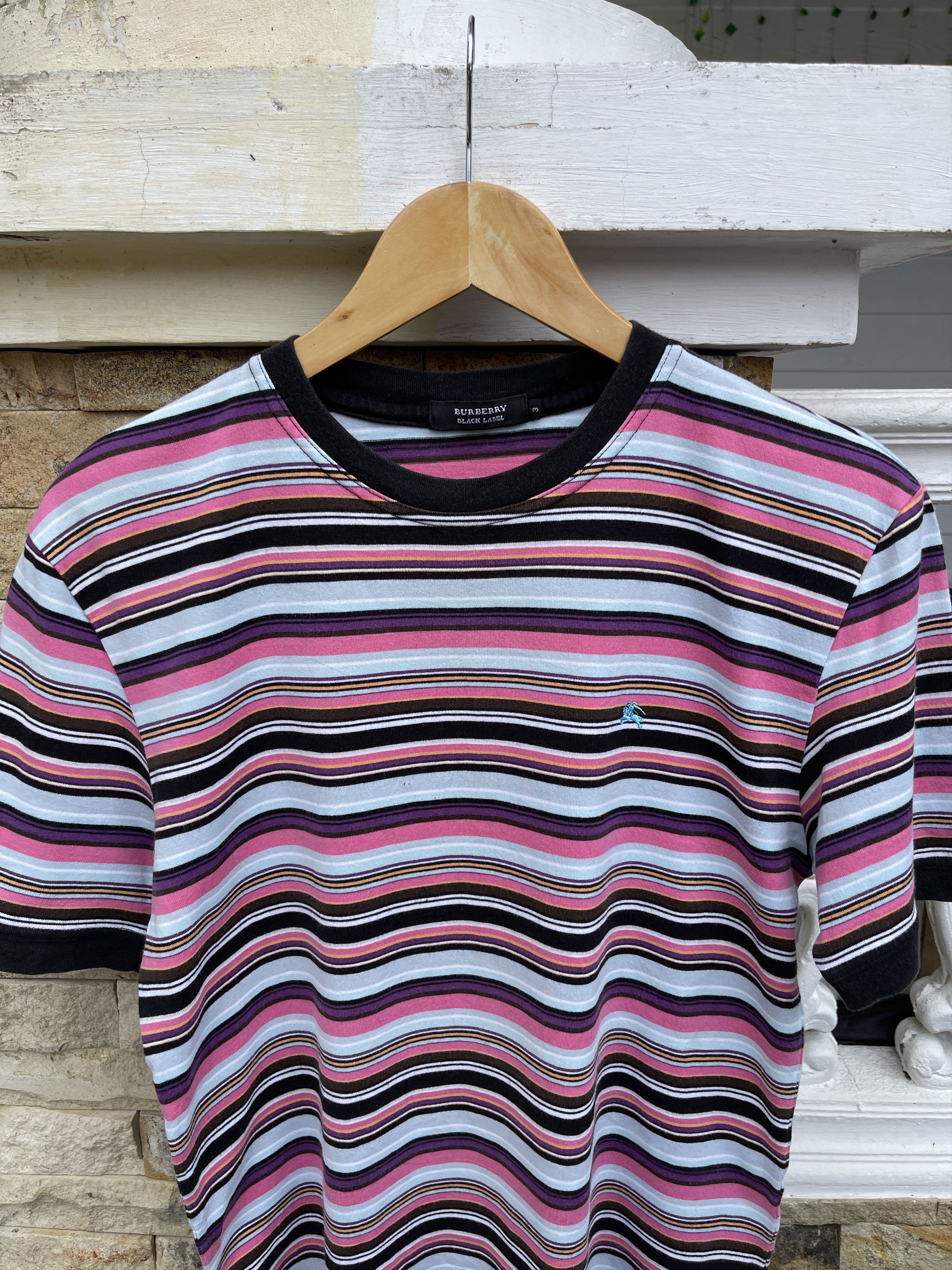 Burberry × OVER THE STRiPES × Vintage Last Drop🔥Rare‼️ Vintage Burberry Black Label Striped T Shirt Size US S / EU 44-46 / 1 - 2 Thumbnail