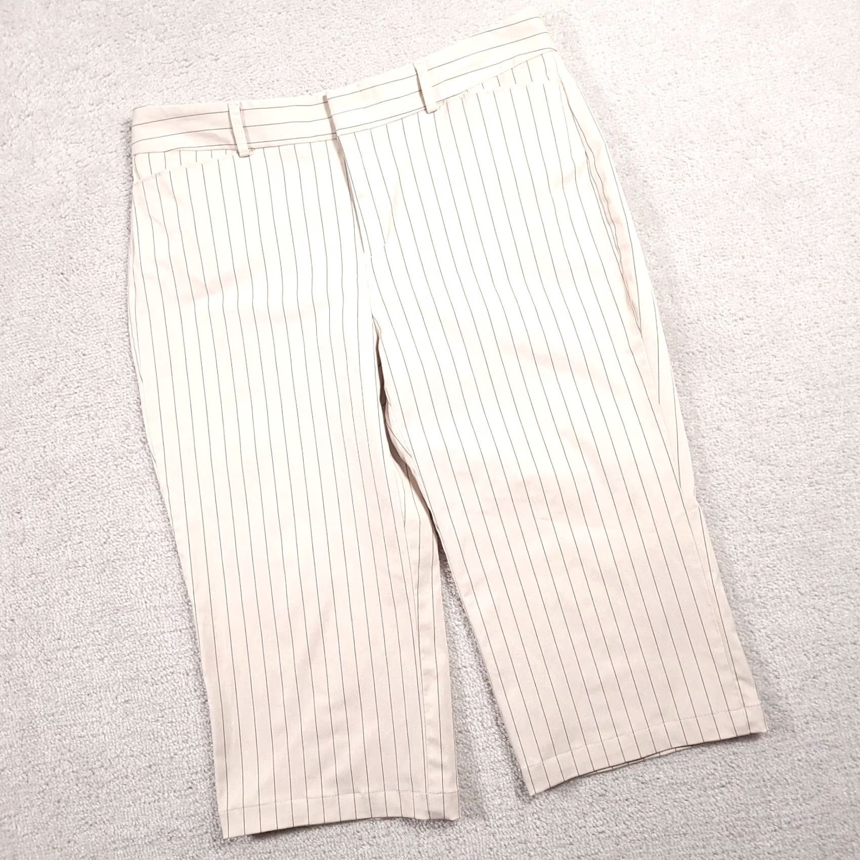 Dockers DOCKERS Capri Nouveau Fit Pants Women's 10 Tan Black Pinstripe Stretch Crop Size 32" / US 10 / IT 46 - 2 Thumbnail