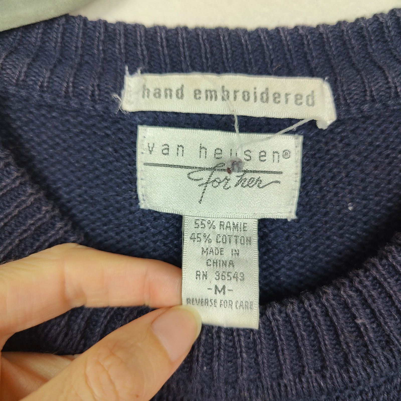 Other Vintage 90s Van Heusen For Her Sweater Womens Navy Blue Size M / US 6-8 / IT 42-44 - 6 Thumbnail