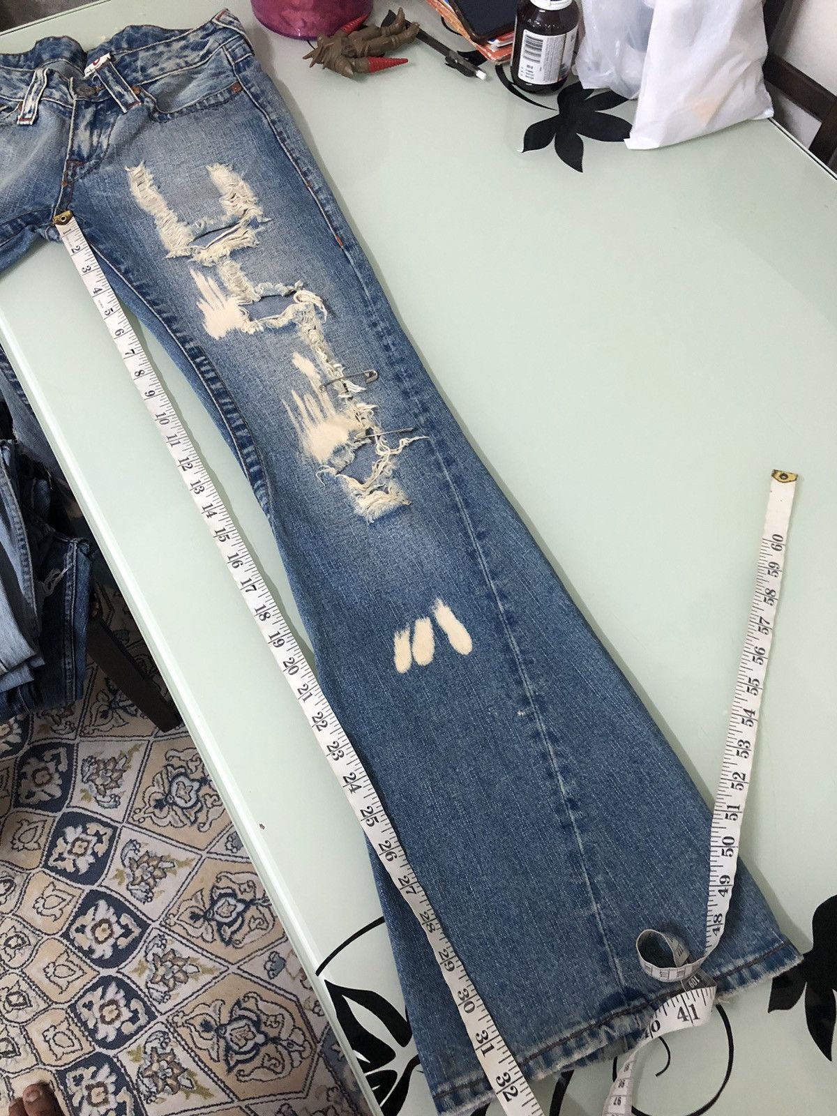 True Religion Rare❗️Vintage True Religion Distressed Boot Cut Jeans Size 26" / US 2 / IT 38 - 24 Thumbnail