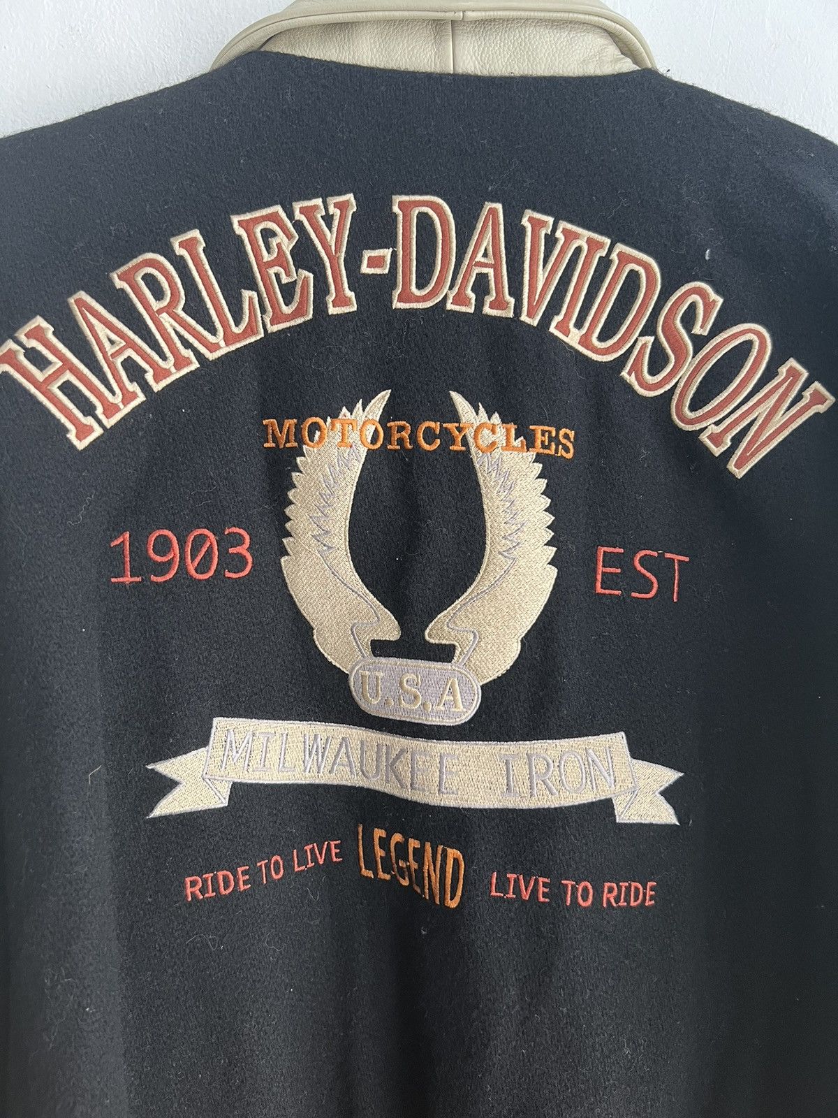 Harley Davidson 1980s Harley Davidson Pro Rider Leather Varsity Jacket Size US XL / EU 56 / 4 - 10 Thumbnail