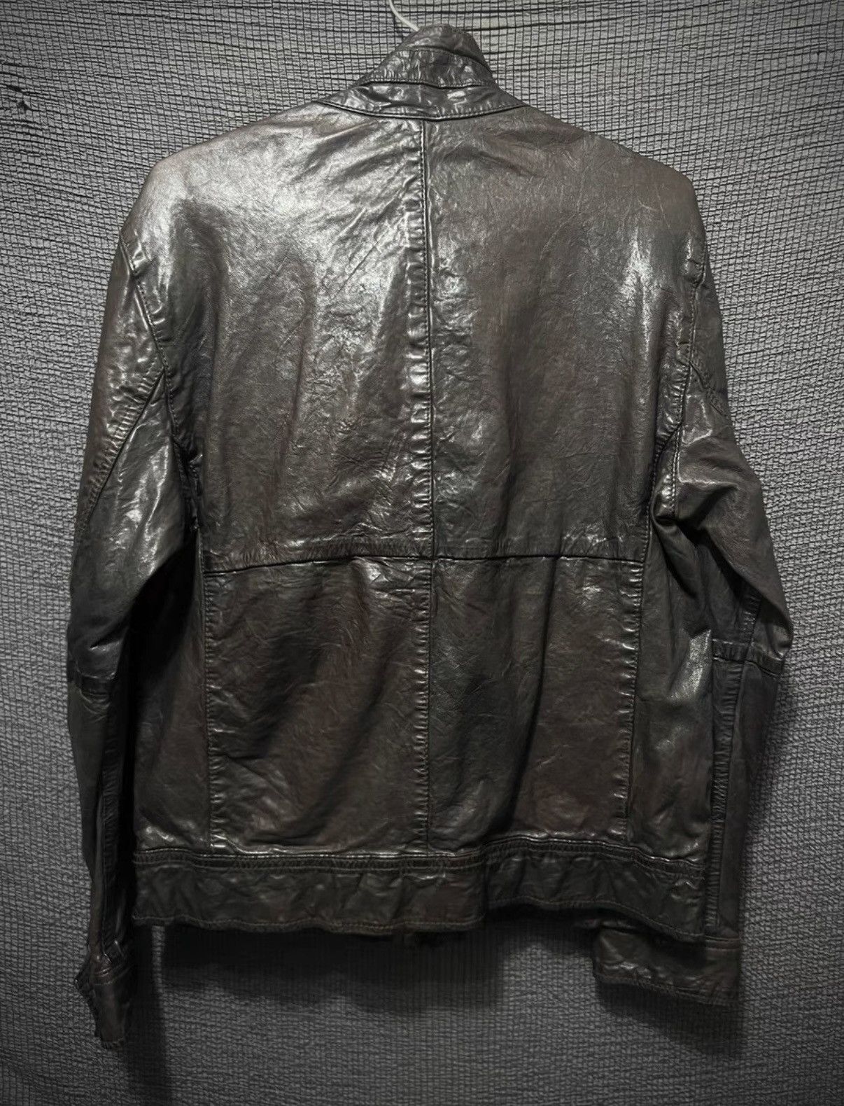 Japanese Brand Cathy Jane Avant-Garde Dark Brown Leather Army Jacket Size US M / EU 48-50 / 2 - 2 Thumbnail