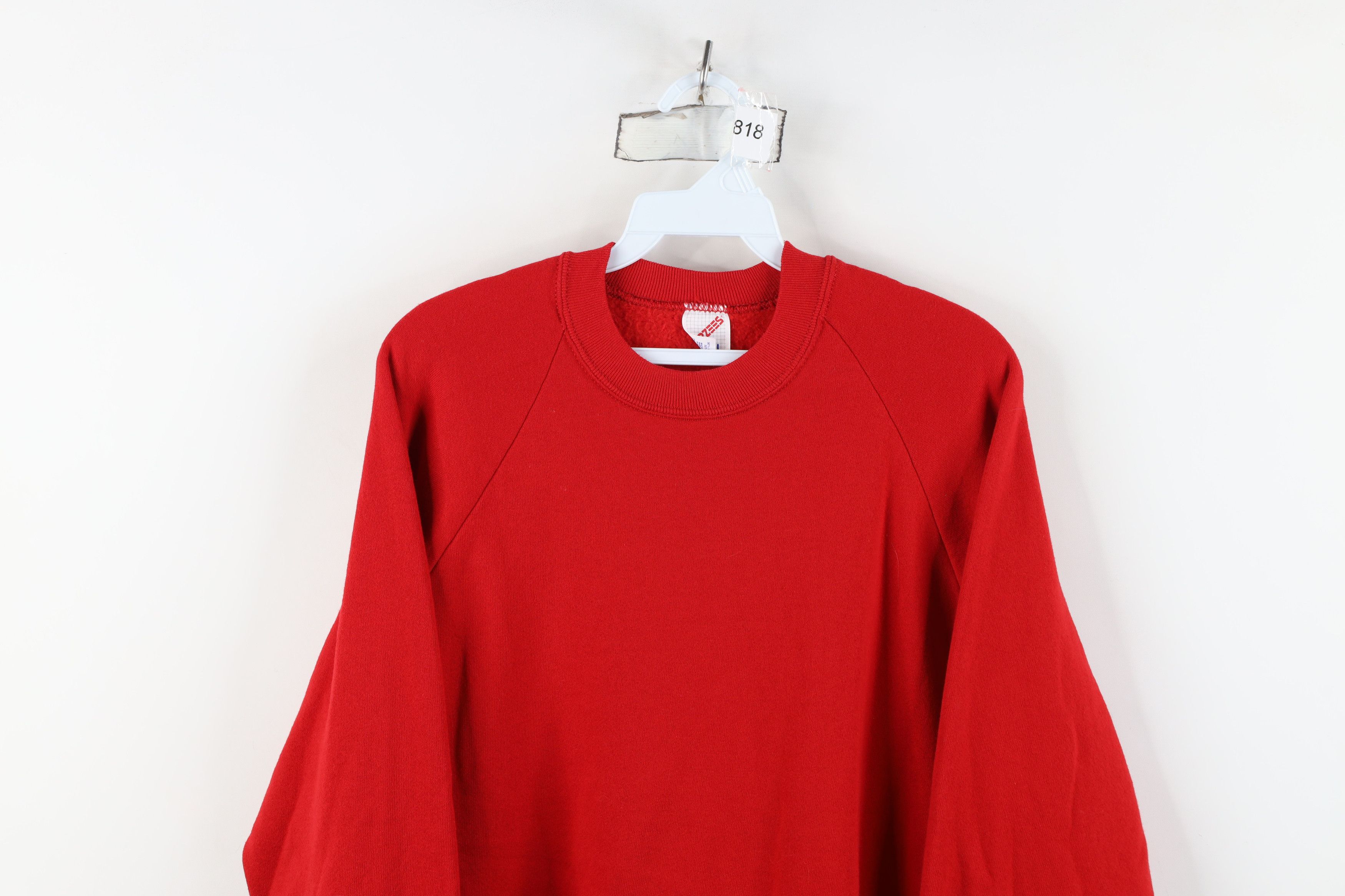 Vintage Vintage 80s 90s Streetwear Blank Crewneck Sweatshirt Red USA Size US XL / EU 56 / 4 - 2 Thumbnail