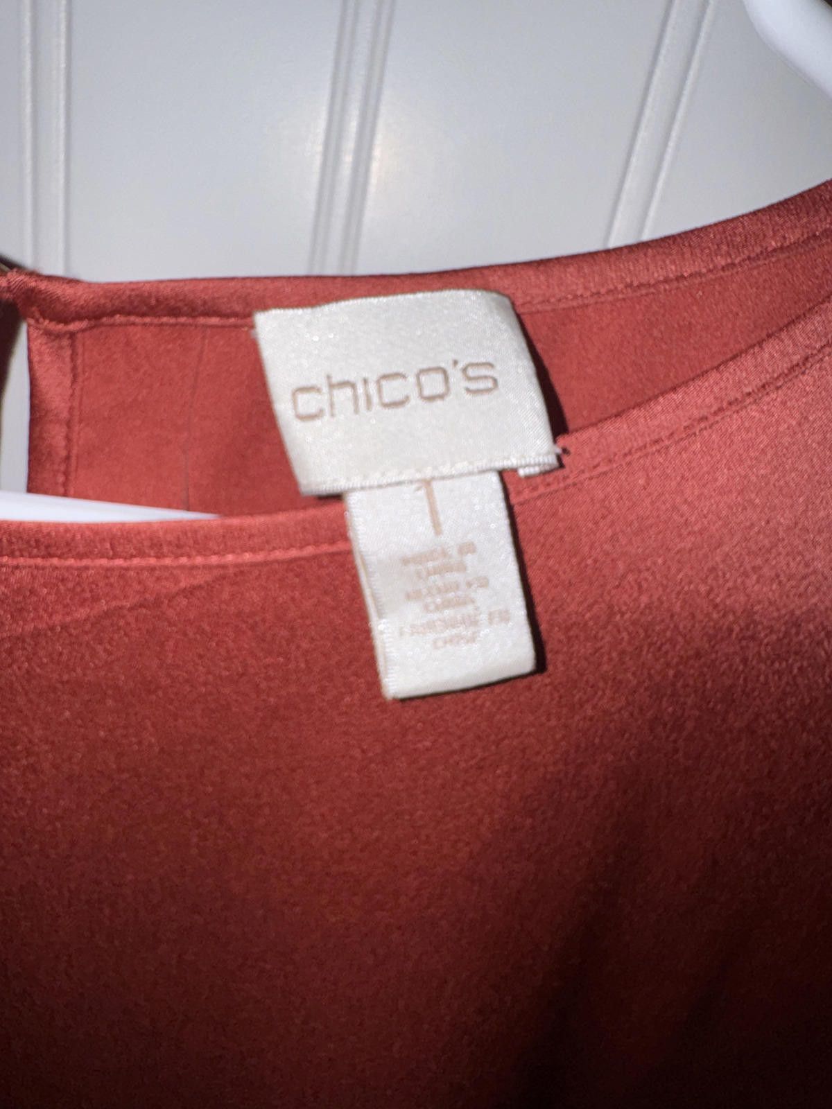 Chicos Chico's Rust Satin Blouse, Size 1 Size S / US 4 / IT 40 - 3 Thumbnail