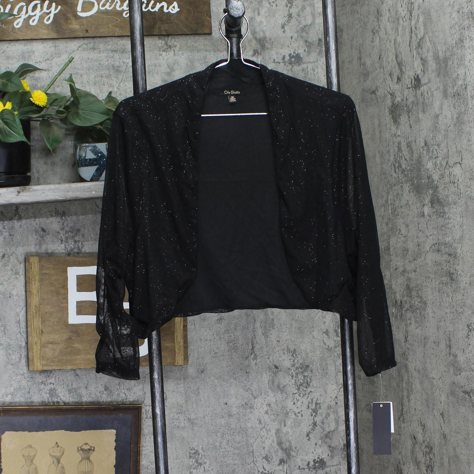 Other Nwt City Studios Size Glitter Open-front Shrug Black 3x Size 3XL / US 20-22 - 1 Thumbnail