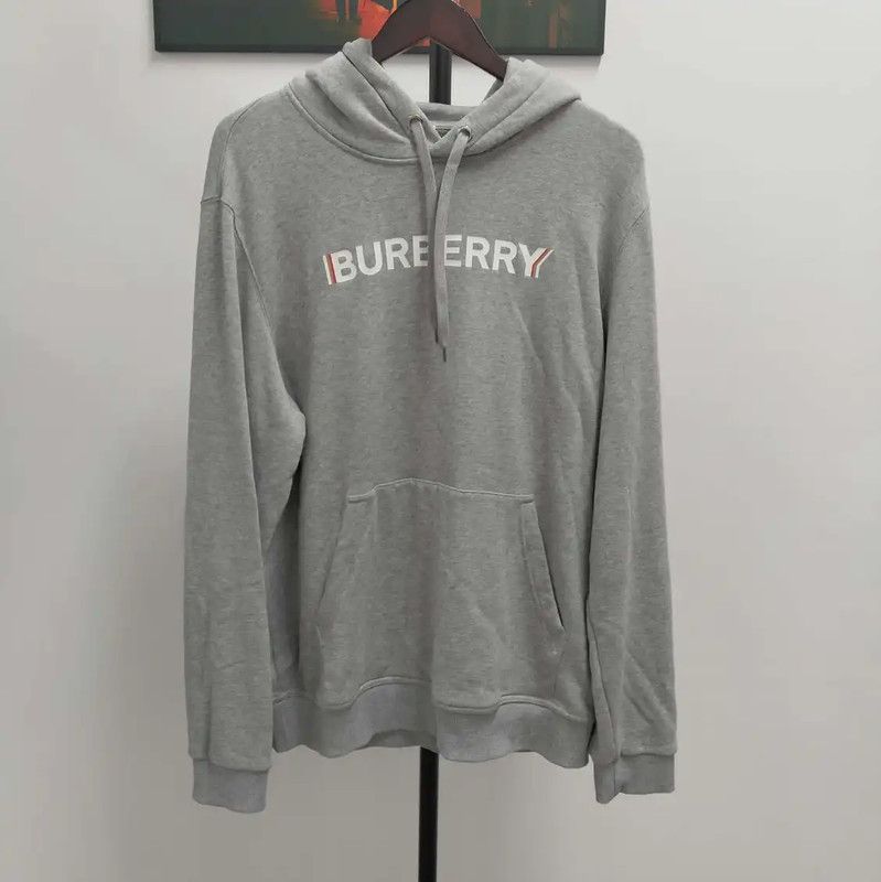 Burberry Burberry Light Gray Cotton Long Sleeve Hoodie Size US L / EU 52-54 / 3 - 1 Thumbnail