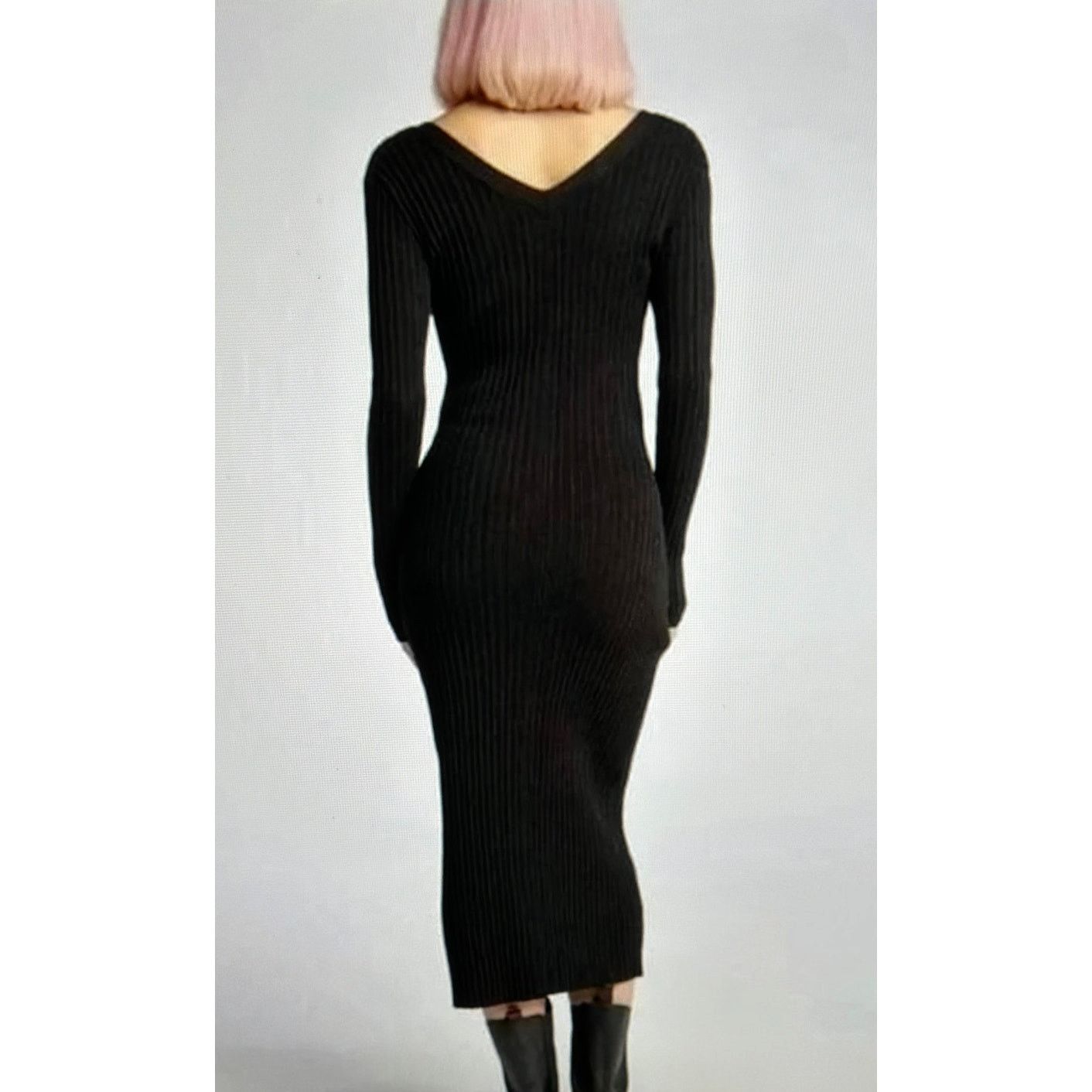 Other LITA By Ciara Rib Cardigan Button Front Midi Dress Black M Size M / US 6-8 / IT 42-44 - 5 Thumbnail