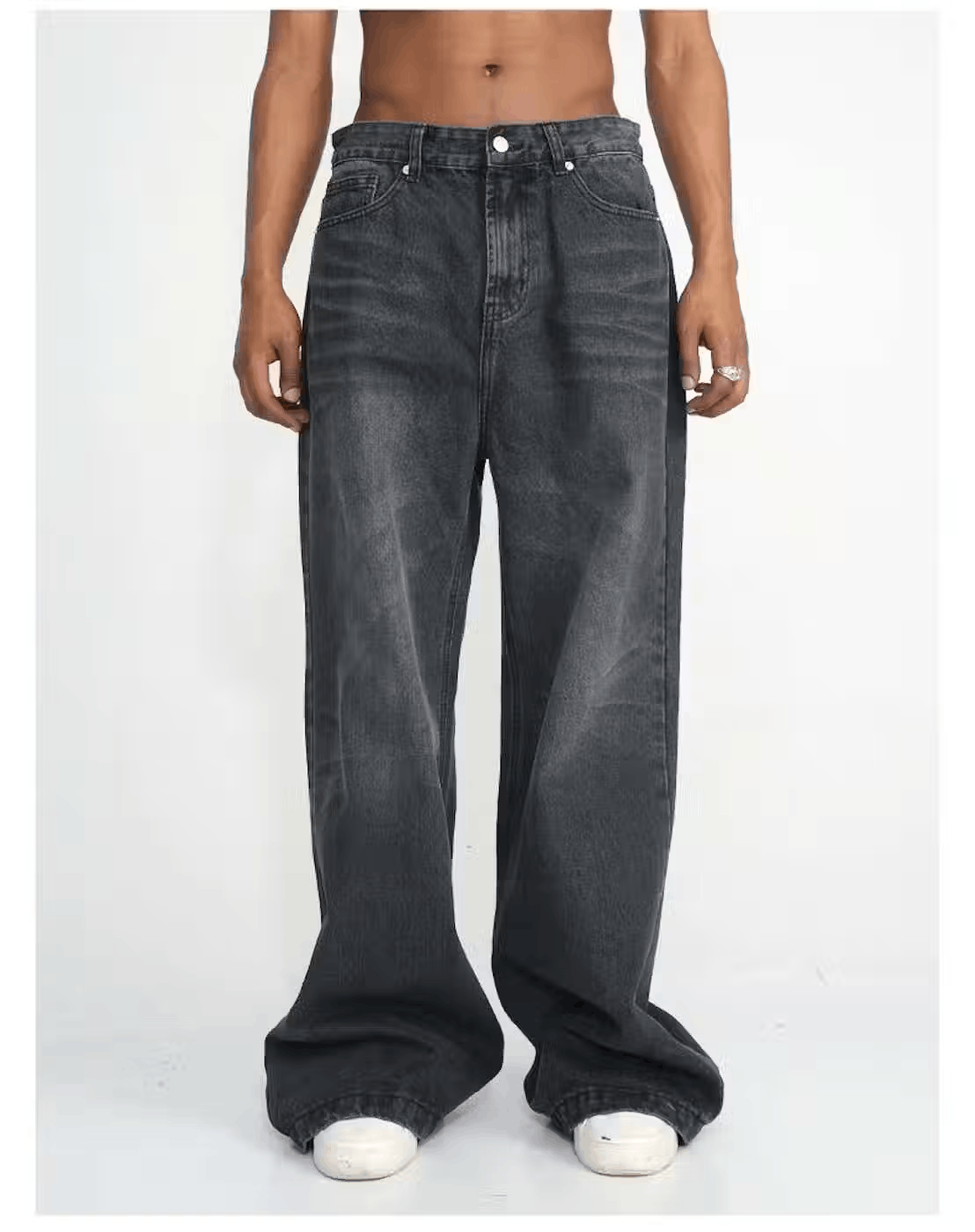 Distressed Black Baggy Jeans