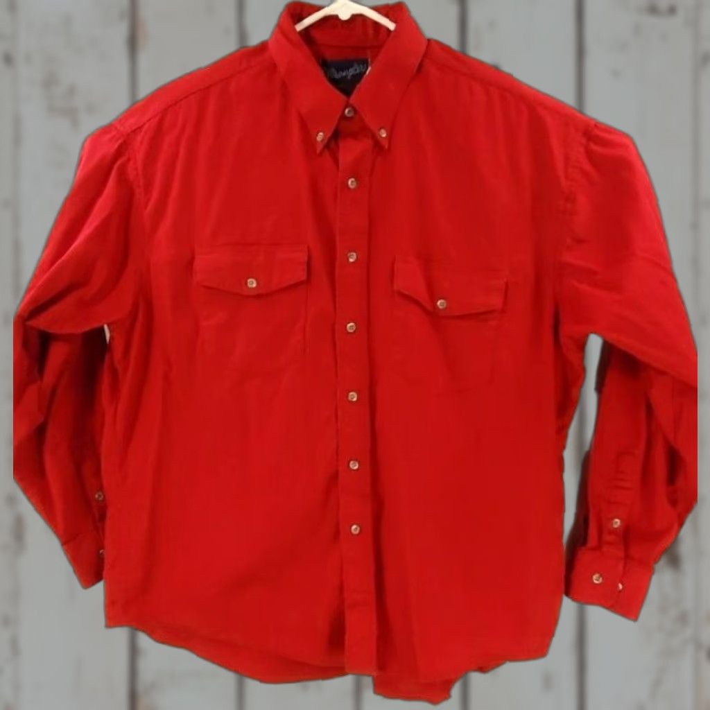 Wrangler WRANGLER Mens Size 18-36 X-Long Red Button Up Western Long Sleeve Shirt Size US XXL / EU 58 / 5 - 1 Thumbnail