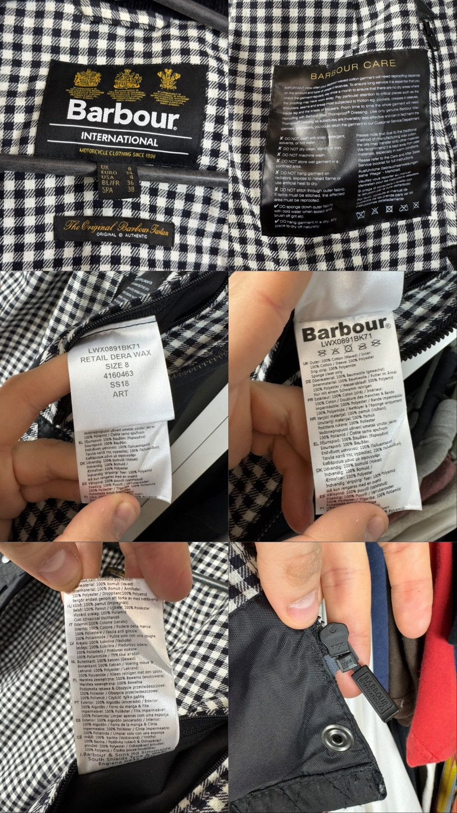 Barbour Barbour International Dera Wax Jacket Women’s Size UK 8 Size S / US 4 / IT 40 - 15 Thumbnail