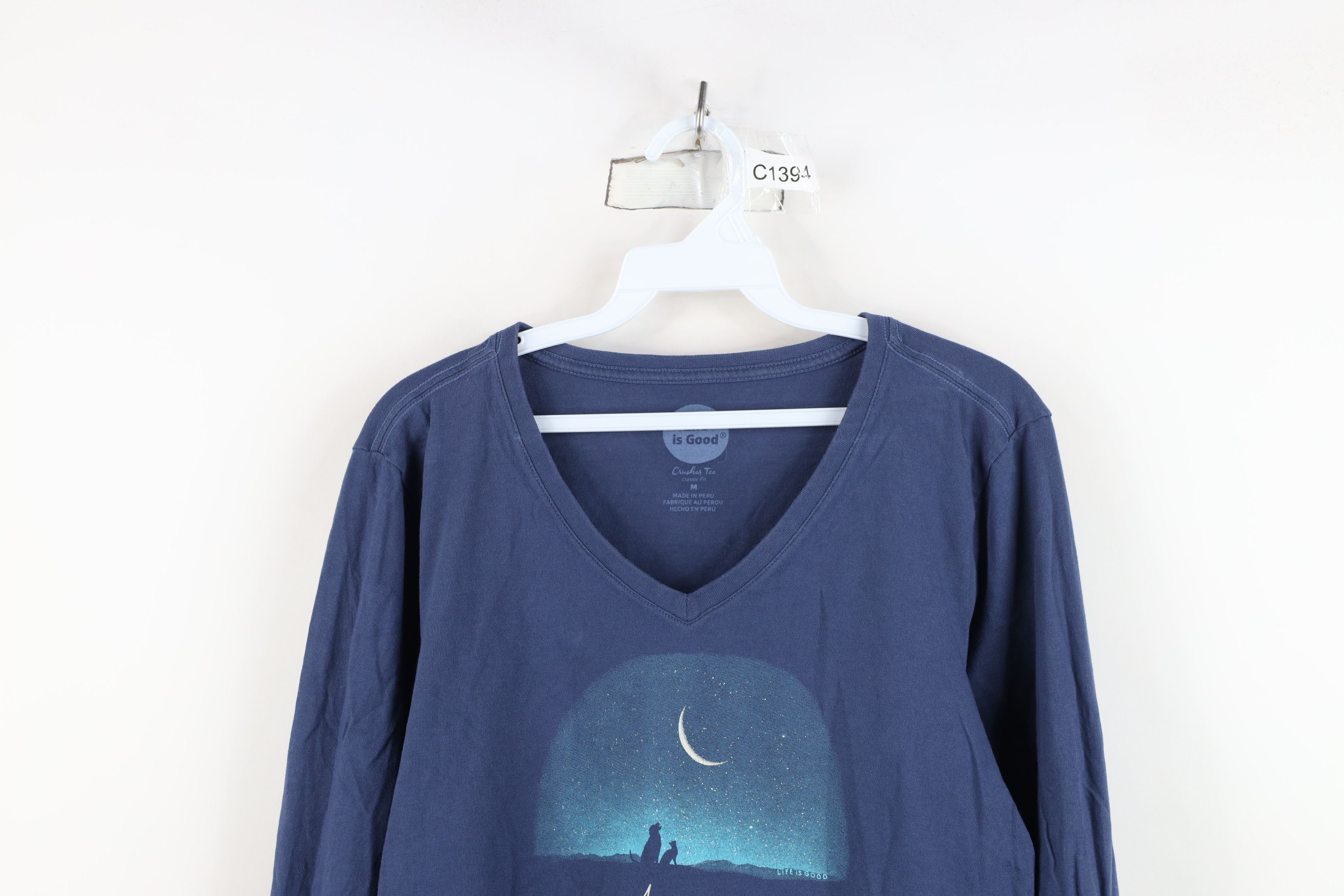 Life is Good Life Is Good Awesome Moon Dog Cat Long Sleeve T-Shirt Blue Size M / US 6-8 / IT 42-44 - 2 Thumbnail