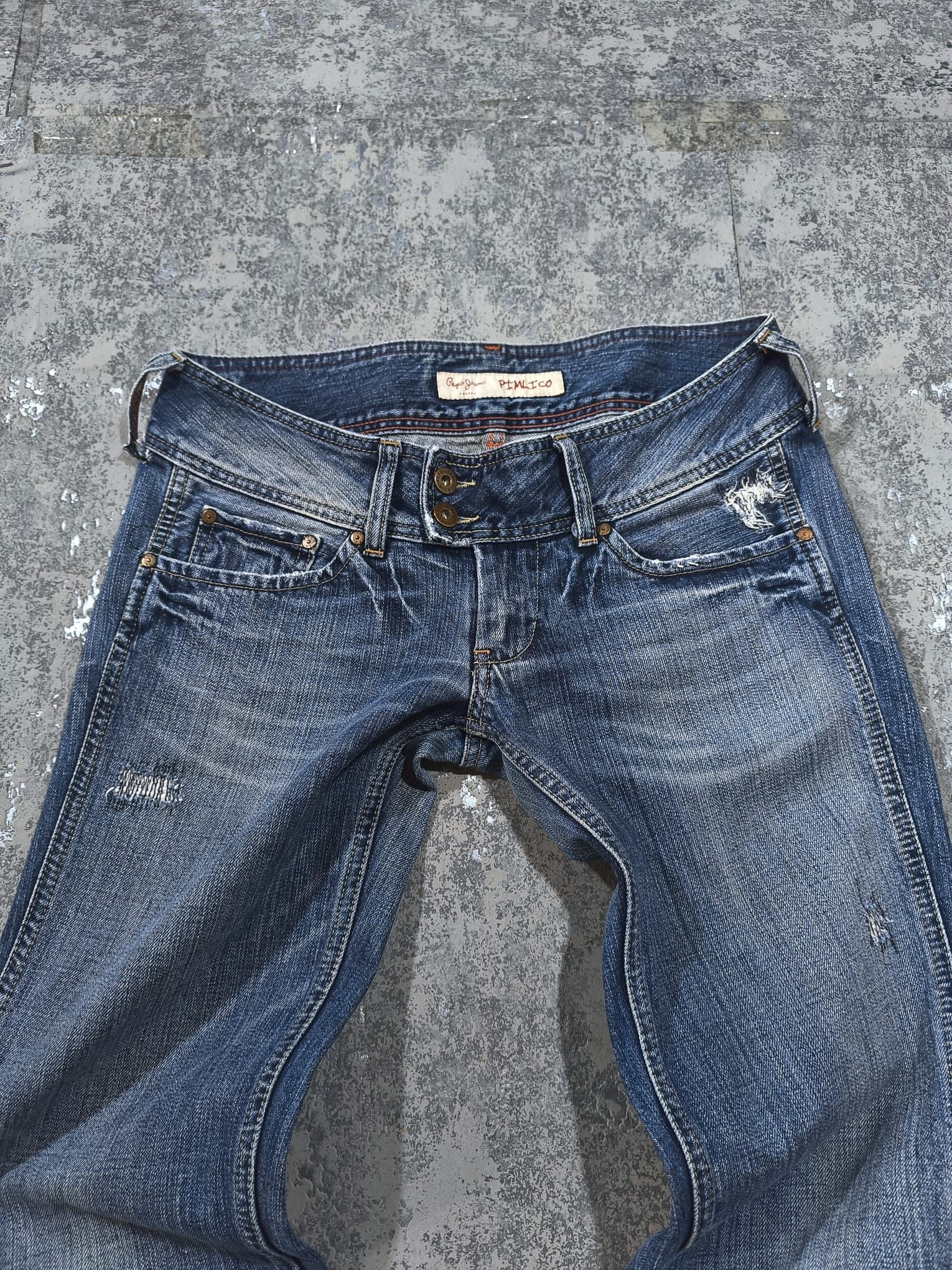 If Six Was Nine grunge distressed lowrise flare jeans Size 32" / US 10 / IT 46 - 3 Thumbnail
