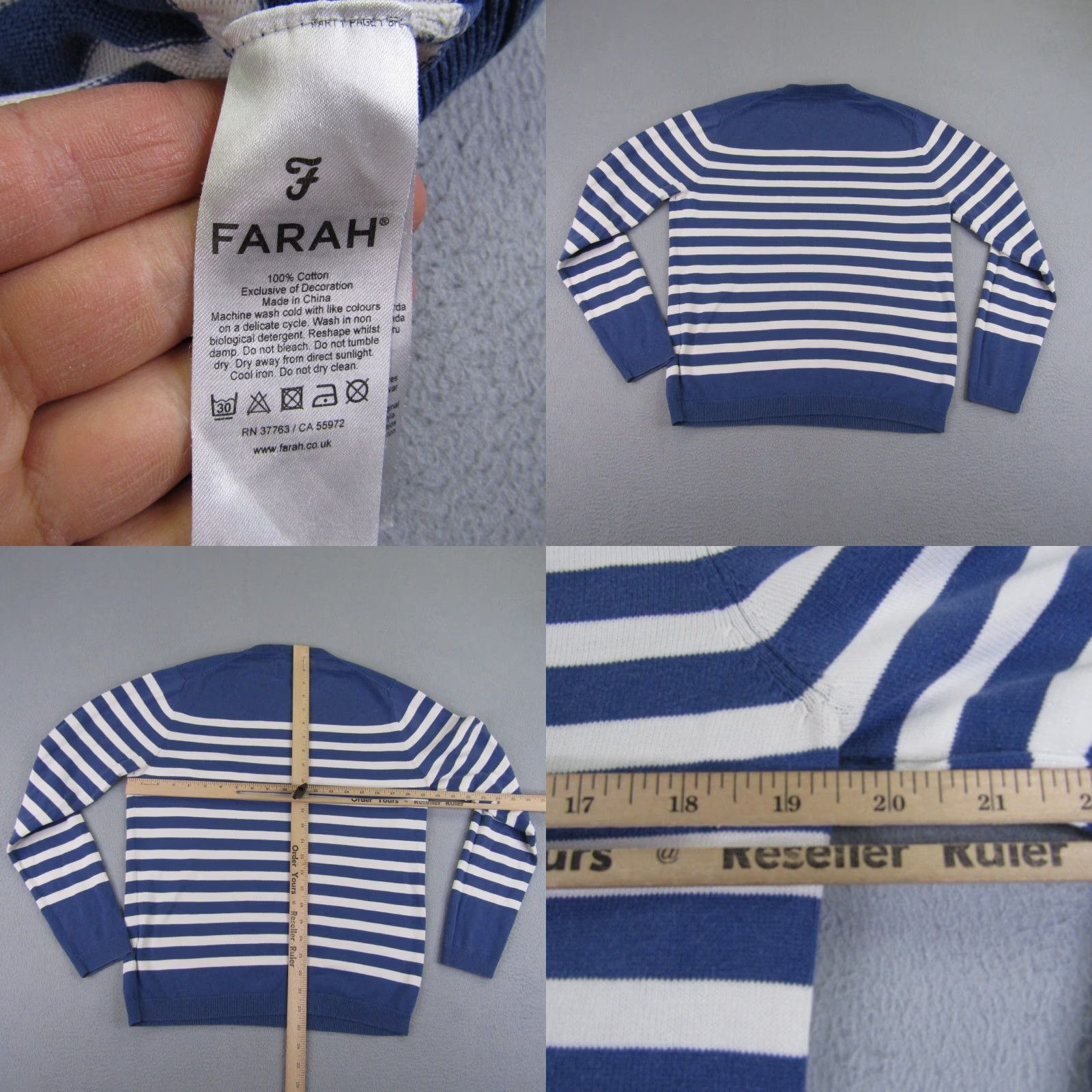 Farah VINTAGE Farah Sweater Womens M Blue White Stripes Pullover Crewneck Knit Size M / US 6-8 / IT 42-44 - 8 Thumbnail