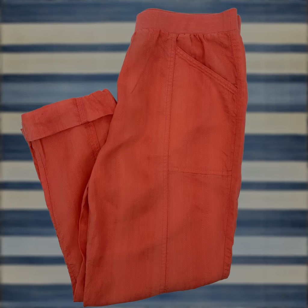 Vintage VINTAGE Chico's Pants Womens Small 0 Coral Lyocell Cropped Elastic Waist Pockets Tapered Pull-On Size 25" / US 0 / IT 36 - 1 Thumbnail