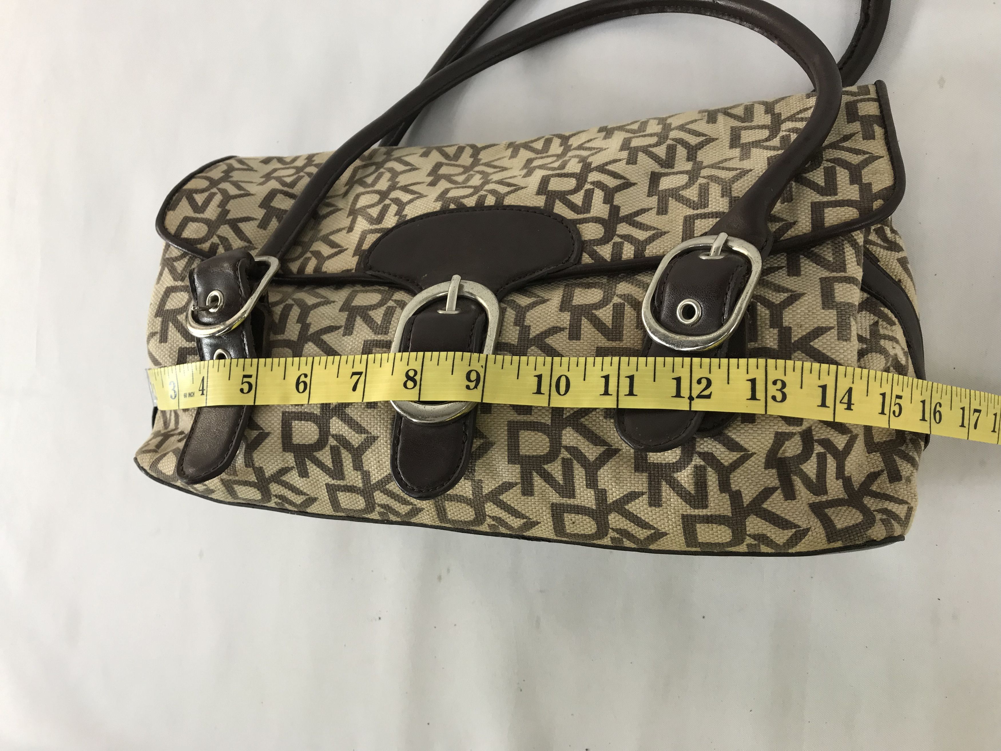 DKNY 90s DKNY Chocolate Brown Taupe Jacquard Hand Bag Size ONE SIZE - 8 Thumbnail