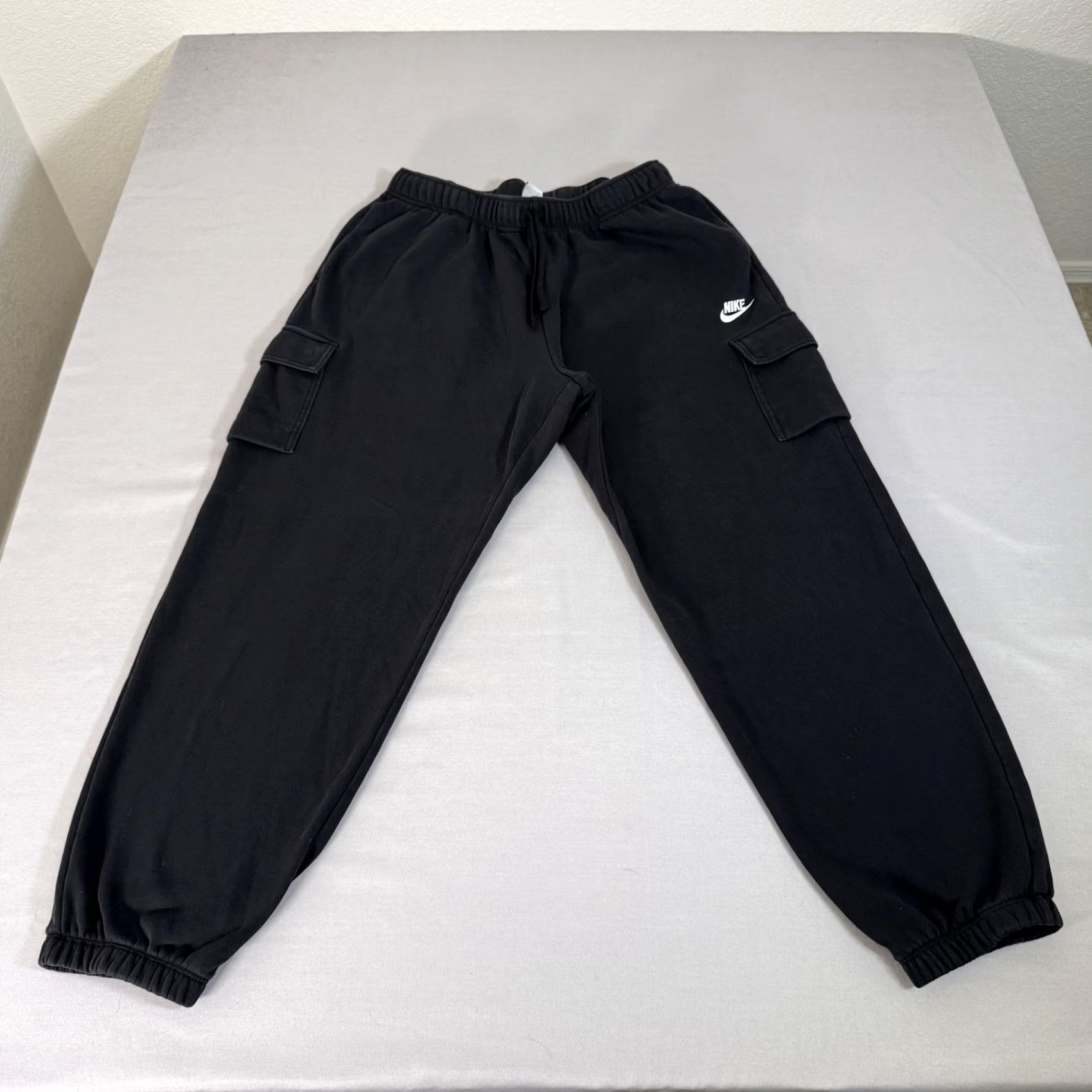 Nike Nike Pants Mens Large Black Fleece Cargo Joggers Sweatpants Pockets Size US 33 - 2 Thumbnail