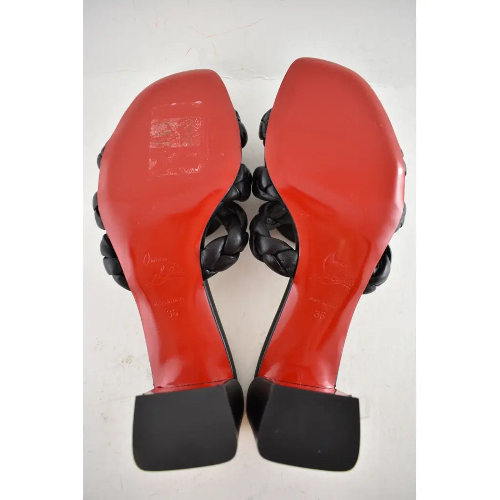 Christian Louboutin Marmela 55 Black Nappa Block Heel Mule Slide Sandal Pump 36 Size US 6 / IT 36 - 11 Thumbnail