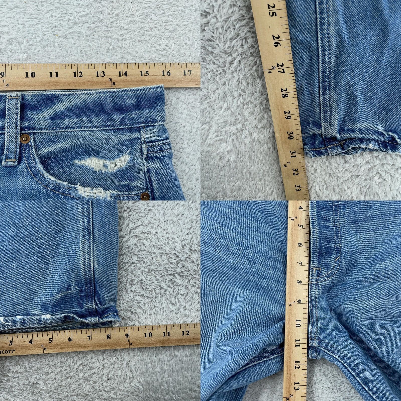 Vintage Universal Thread Jeans Womens 4 Blue Distressed Mid Rise 90s Baggy Denim Relaxed Pockets Vel 31in Inseam Size 27" / US 4 / IT 40 - 8 Thumbnail