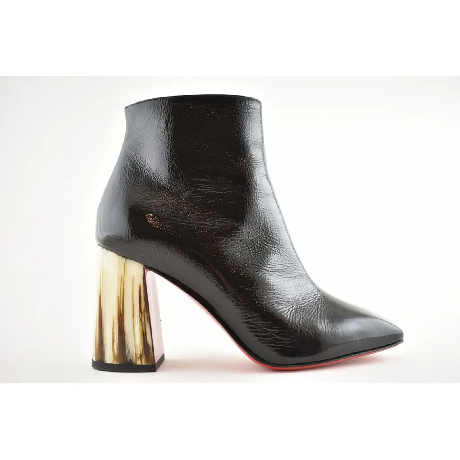Christian Louboutin Christian Louboutin Hilconico 85 Black Patent Block Corne Size US 5.5 / IT 35.5 - 2 Thumbnail