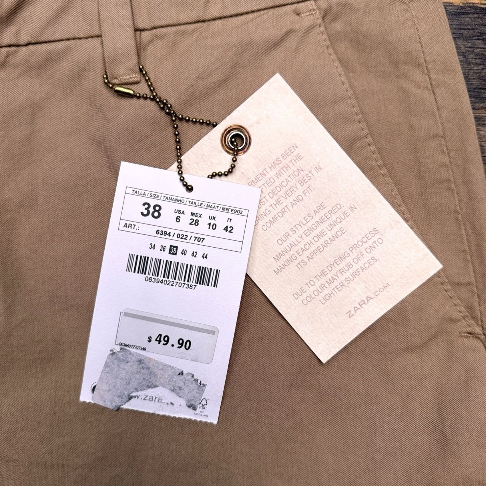 Zara Zara Shorts Womens 6 Tan Mid Rise Cuffed Denim Basic New Z1975 Cotton Blend Classic Casual 2.5in Inseam Mens? Size 28" / US 6 / IT 42 - 4 Thumbnail