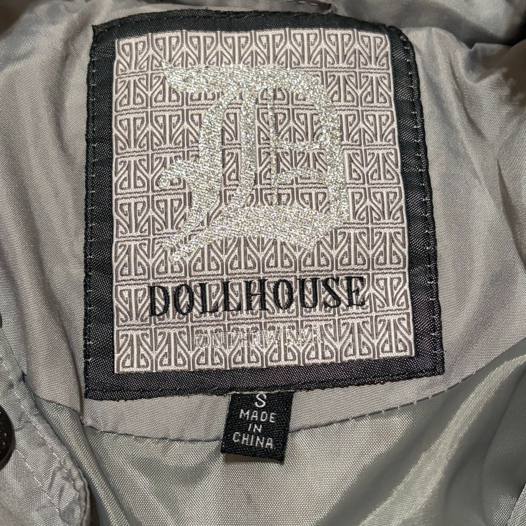 Vintage Dollhouse Puffer Jacket Womens Small Gray Faux Fur Hood Full Zip Belted Size S / US 4 / IT 40 - 3 Thumbnail