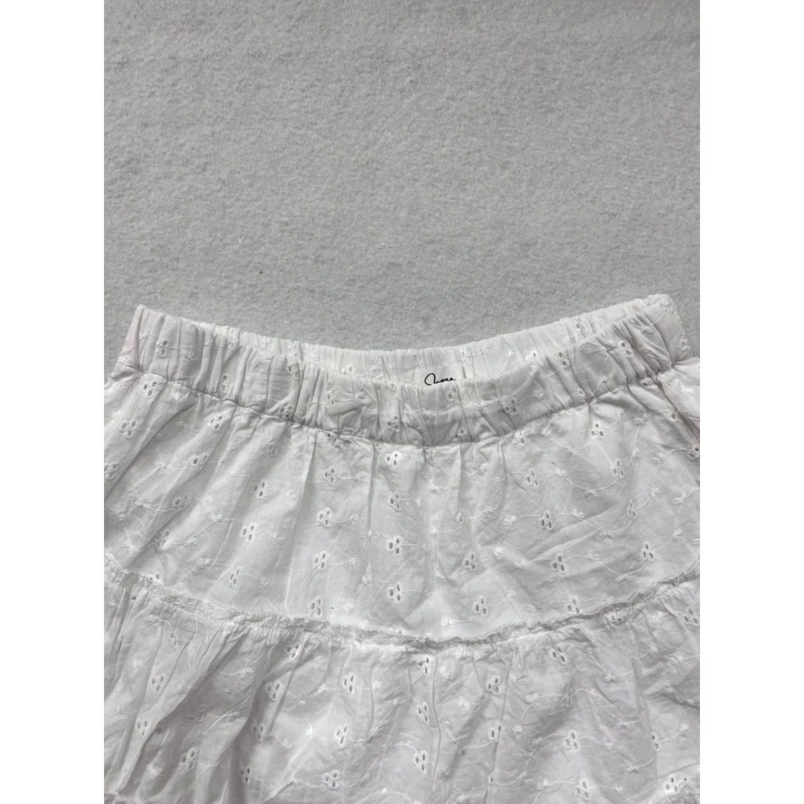 Vintage Japna Womens Skirt L White Tiered Eyelet Short A-Line Cotton Skirt Womens L Size 36" / US 14 / IT 50 - 4 Thumbnail