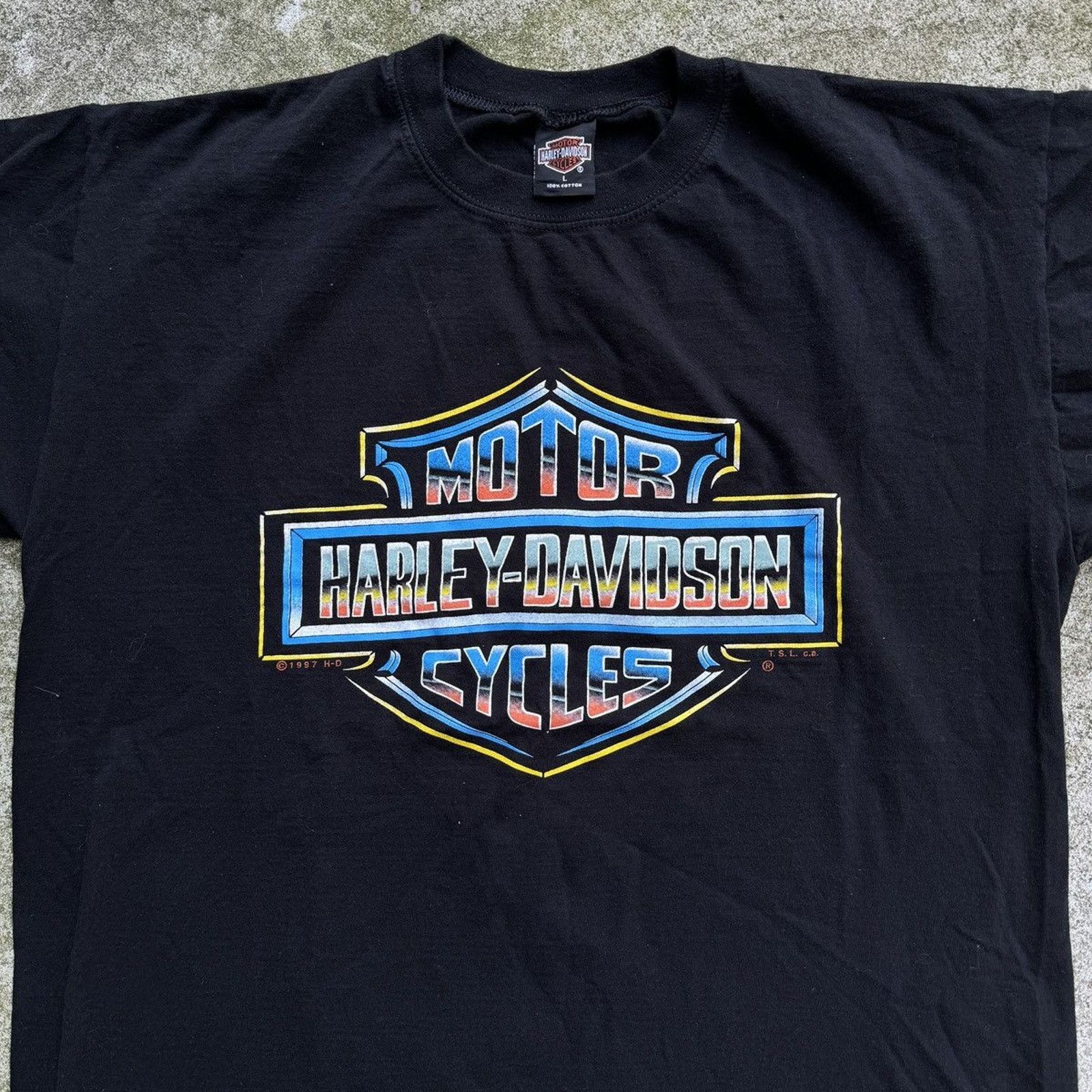 Harley Davidson Harley Oversized Chrome Big Logo Shirt ERD Grunge Biker WCC Size US L / EU 52-54 / 3 - 8 Thumbnail