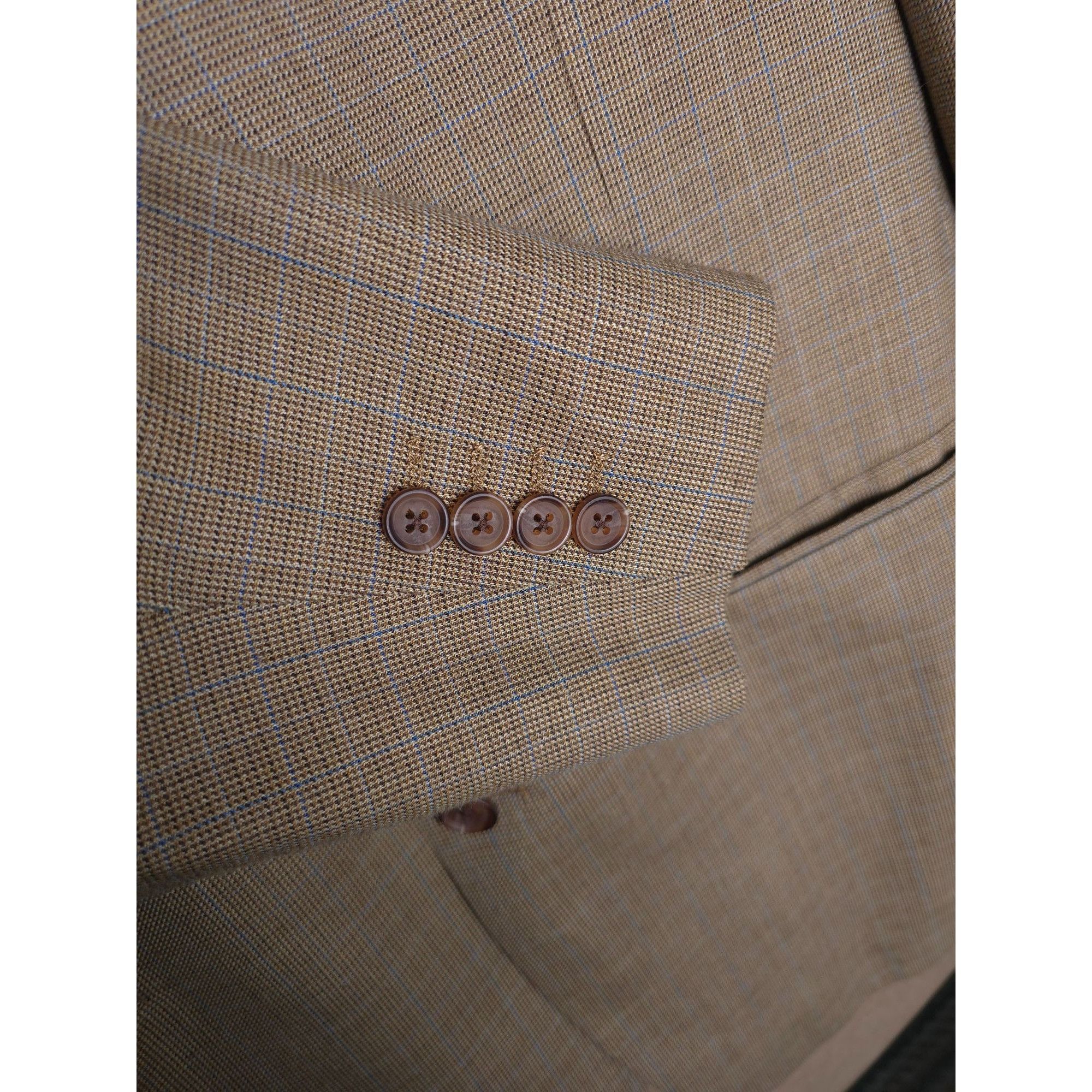 Ralph Lauren Ralph Lauren Mens wool Blazer 44R Silk lined Tan Herringbone Size 44R - 7 Thumbnail
