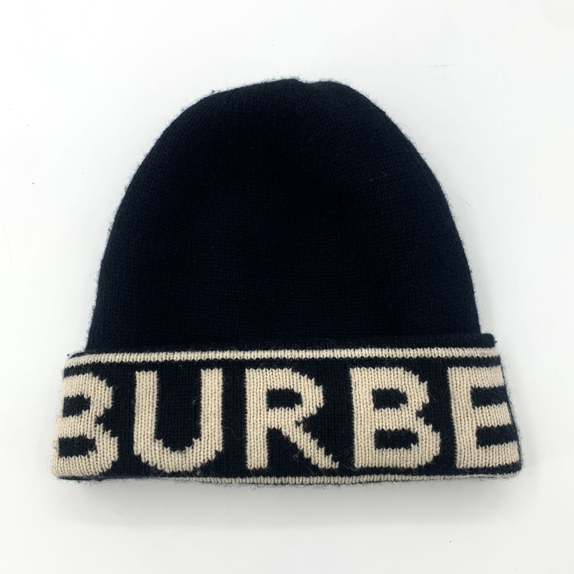 Burberry Burberry Black & Cream Reversible Knit Beanie Hat 100% Cashm Size ONE SIZE - 1 Thumbnail